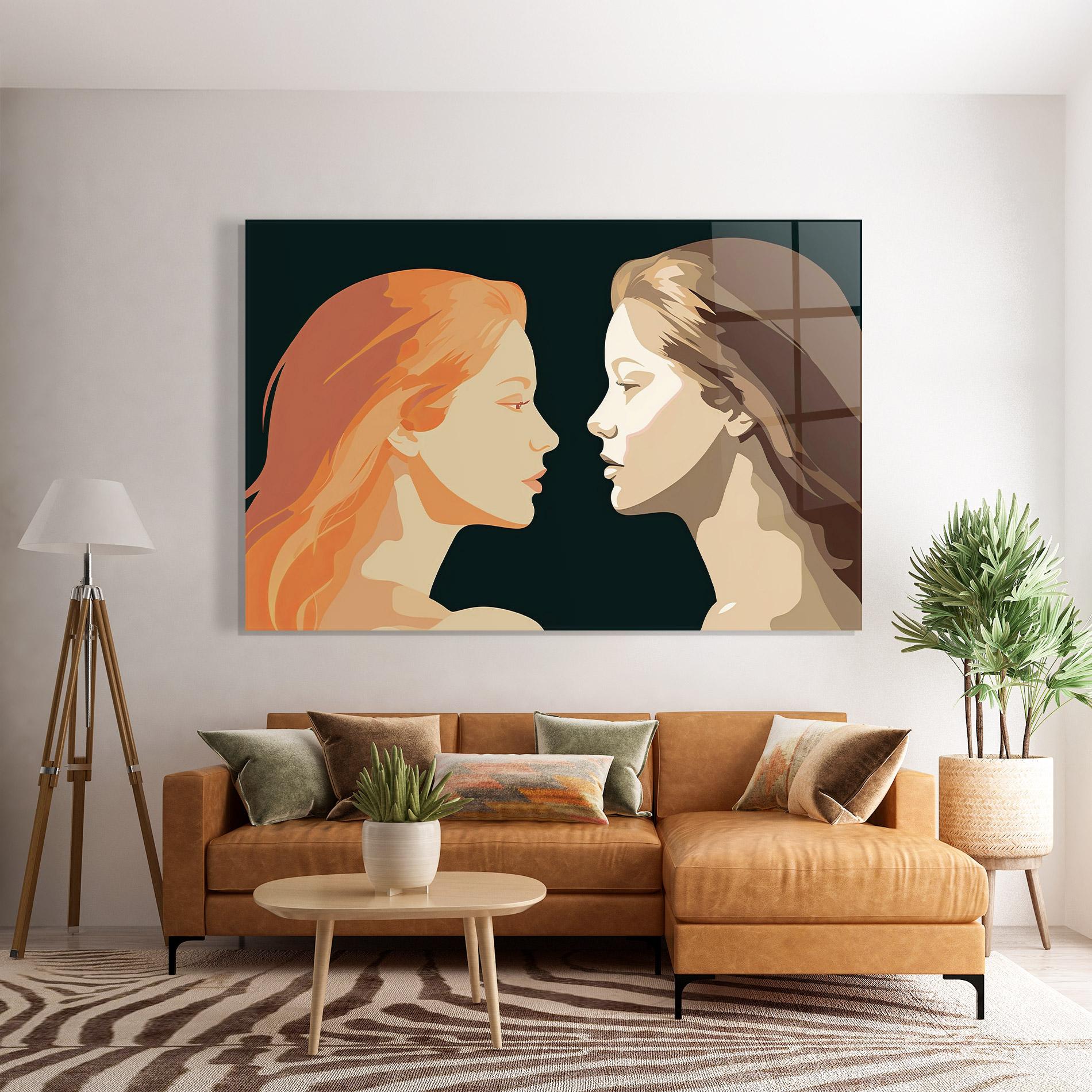 Glasbild Orange Pop Girl mockup 7