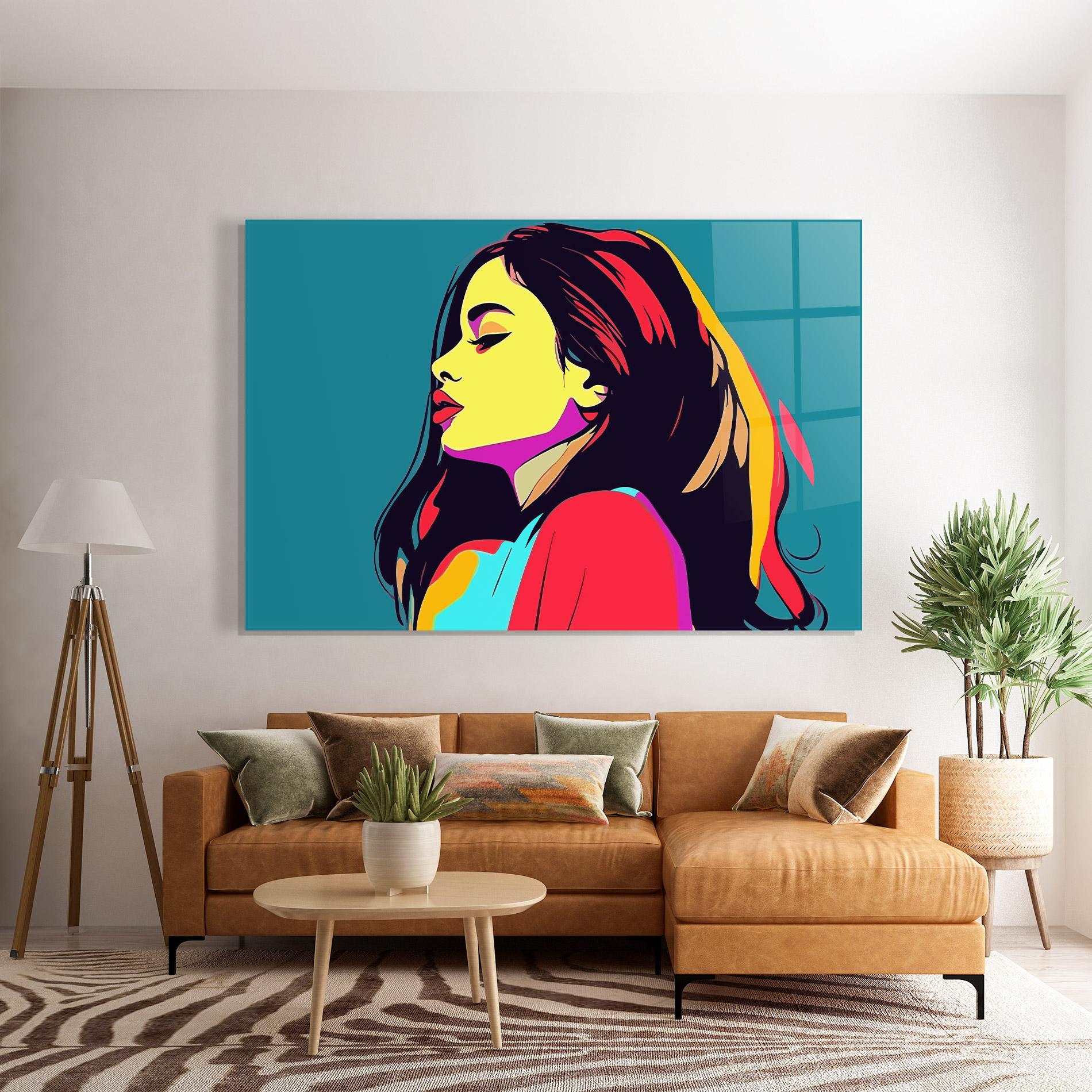 Glasbild Pop Art Woman mockup 7