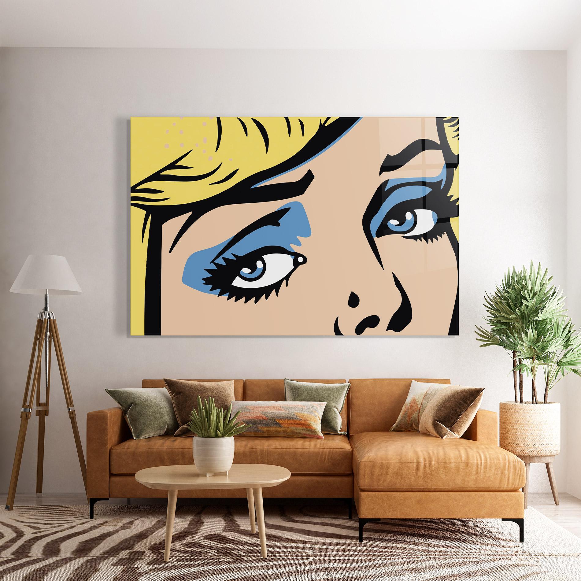 Glasbild Pop Blue Makeup mockup 7