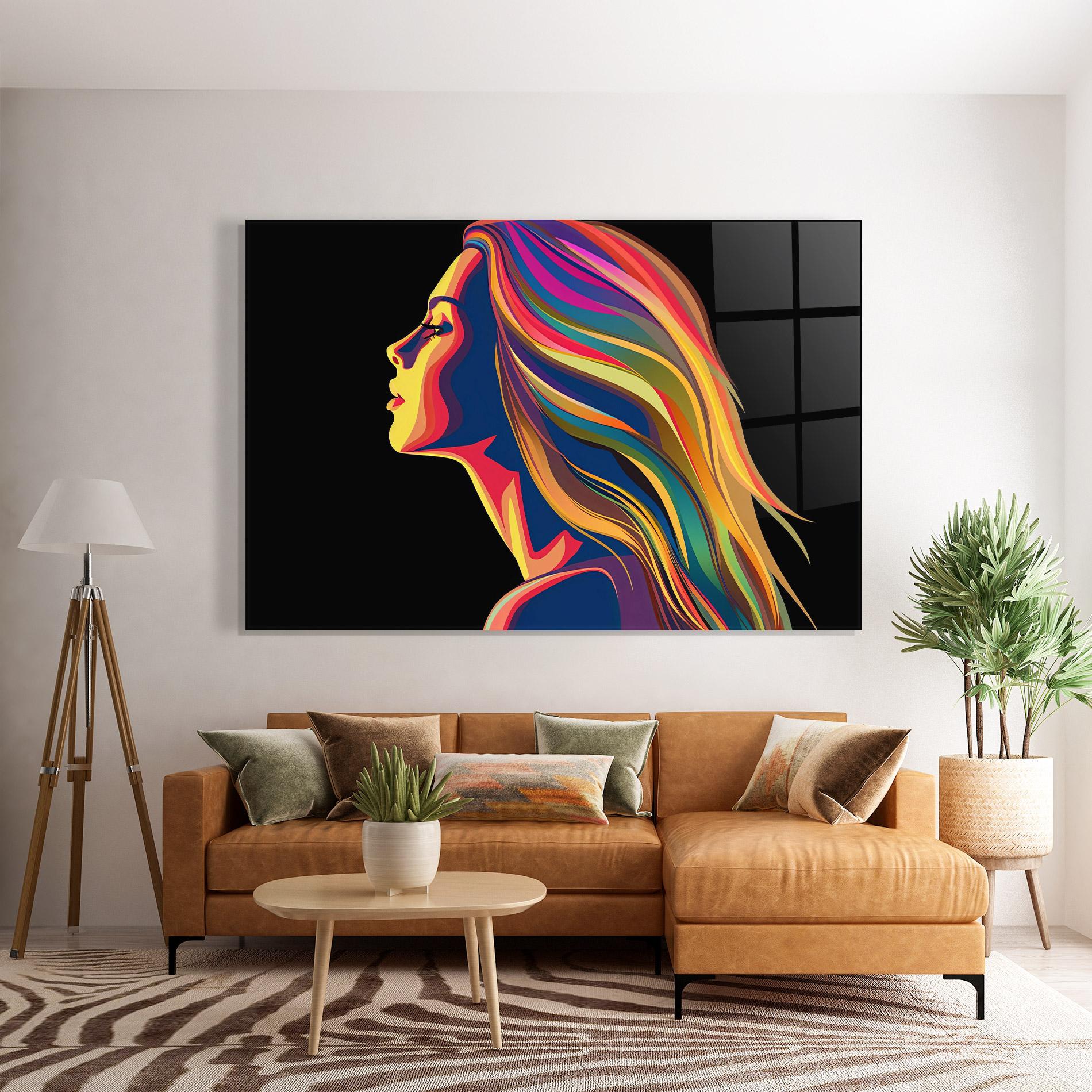 Glasbild Pop Colored Girl mockup 7