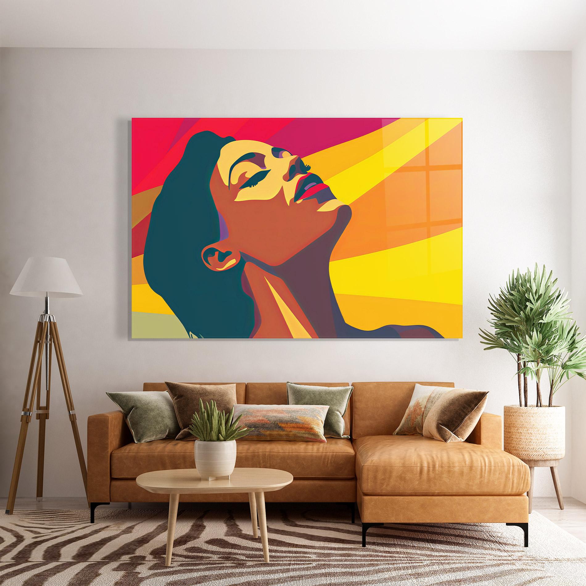 Glasbild Pop Female Color mockup 7