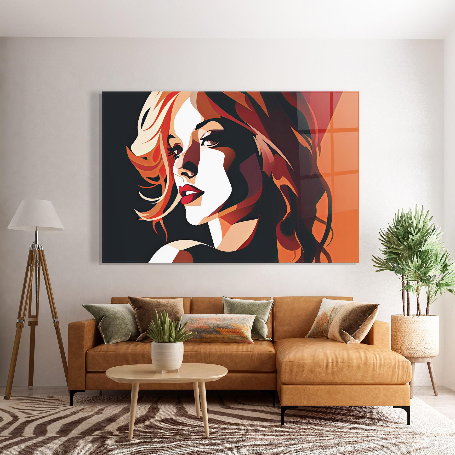 Glasbild Pop Lady Art mockup 7