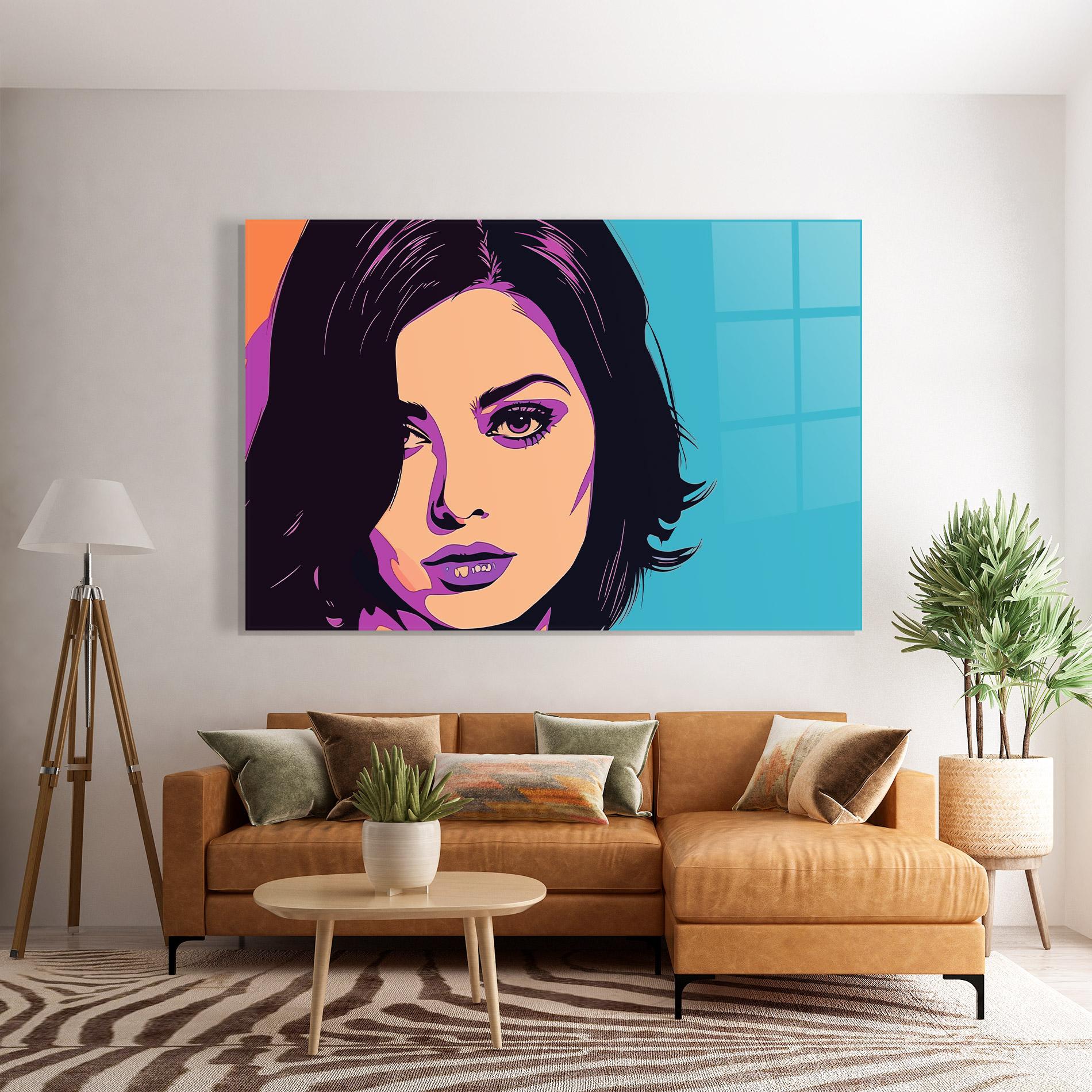 Glasbild Pop Purple Woman mockup 7