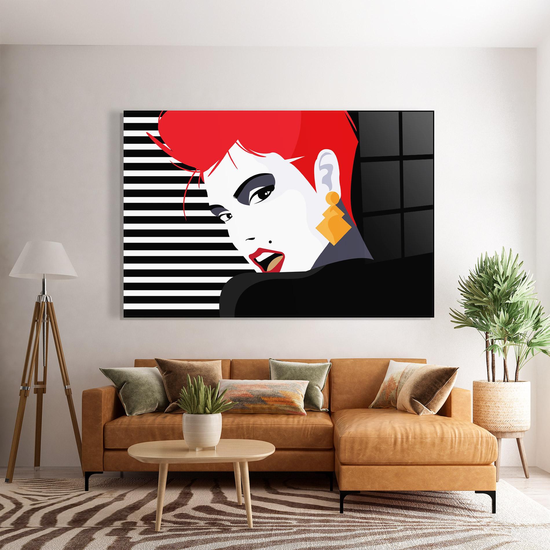 Glasbild Red Pop Hair mockup 7