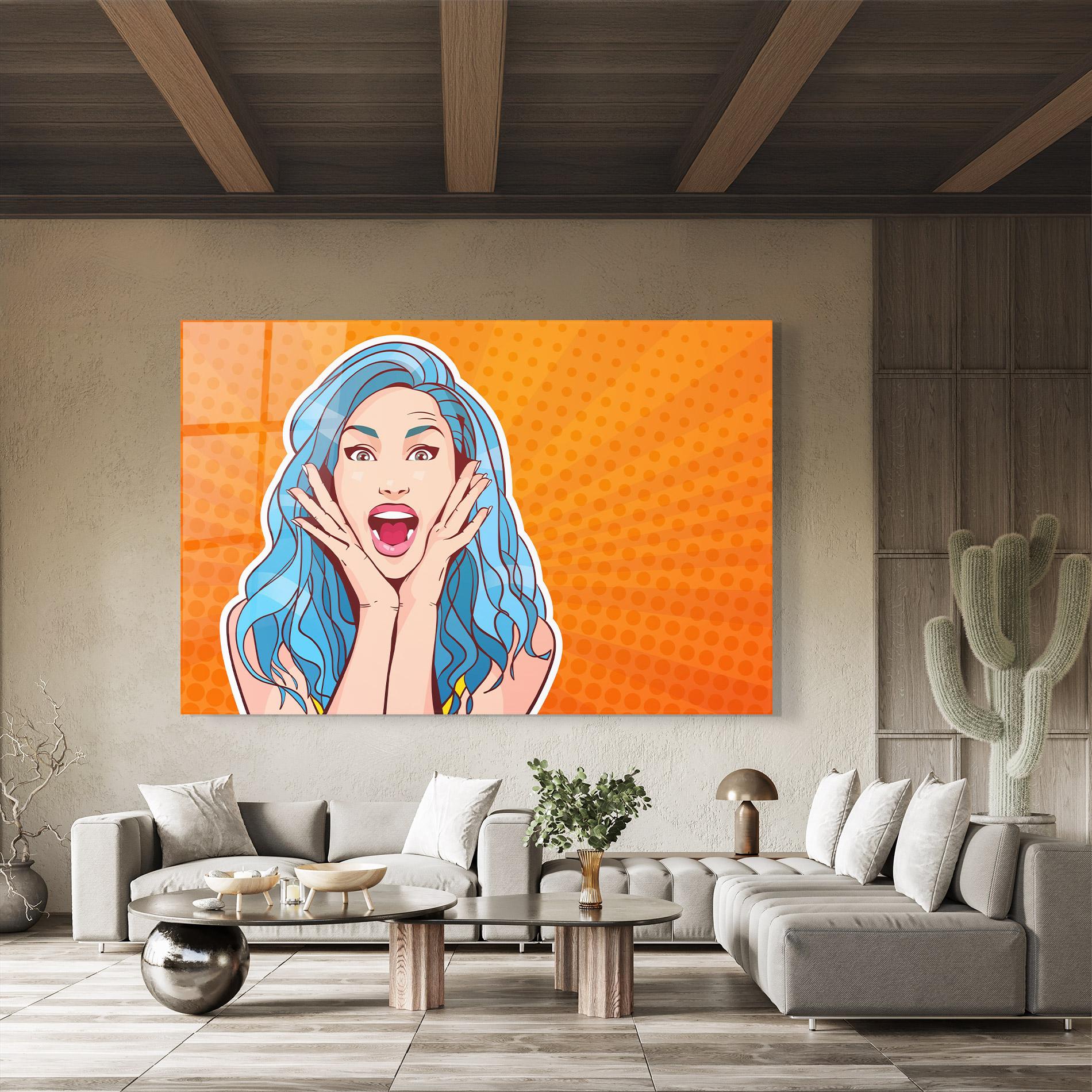 Glasbild Blue Hair Surprised mockup 8