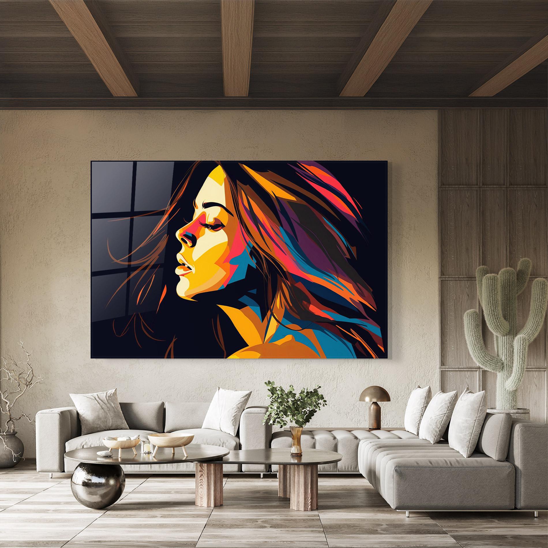 Glasbild Graphical Pop Woman mockup 8