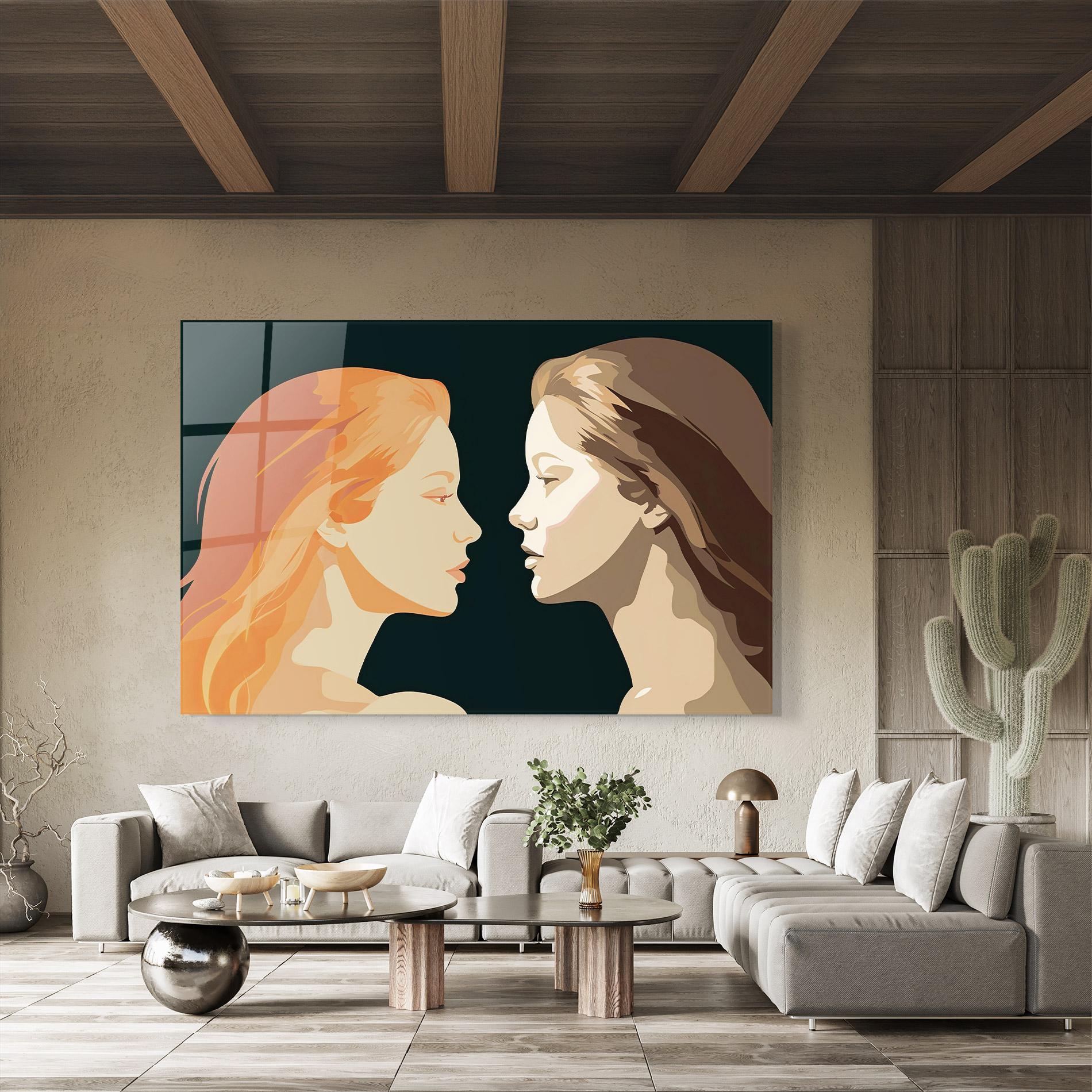 Glasbild Orange Pop Girl mockup 8