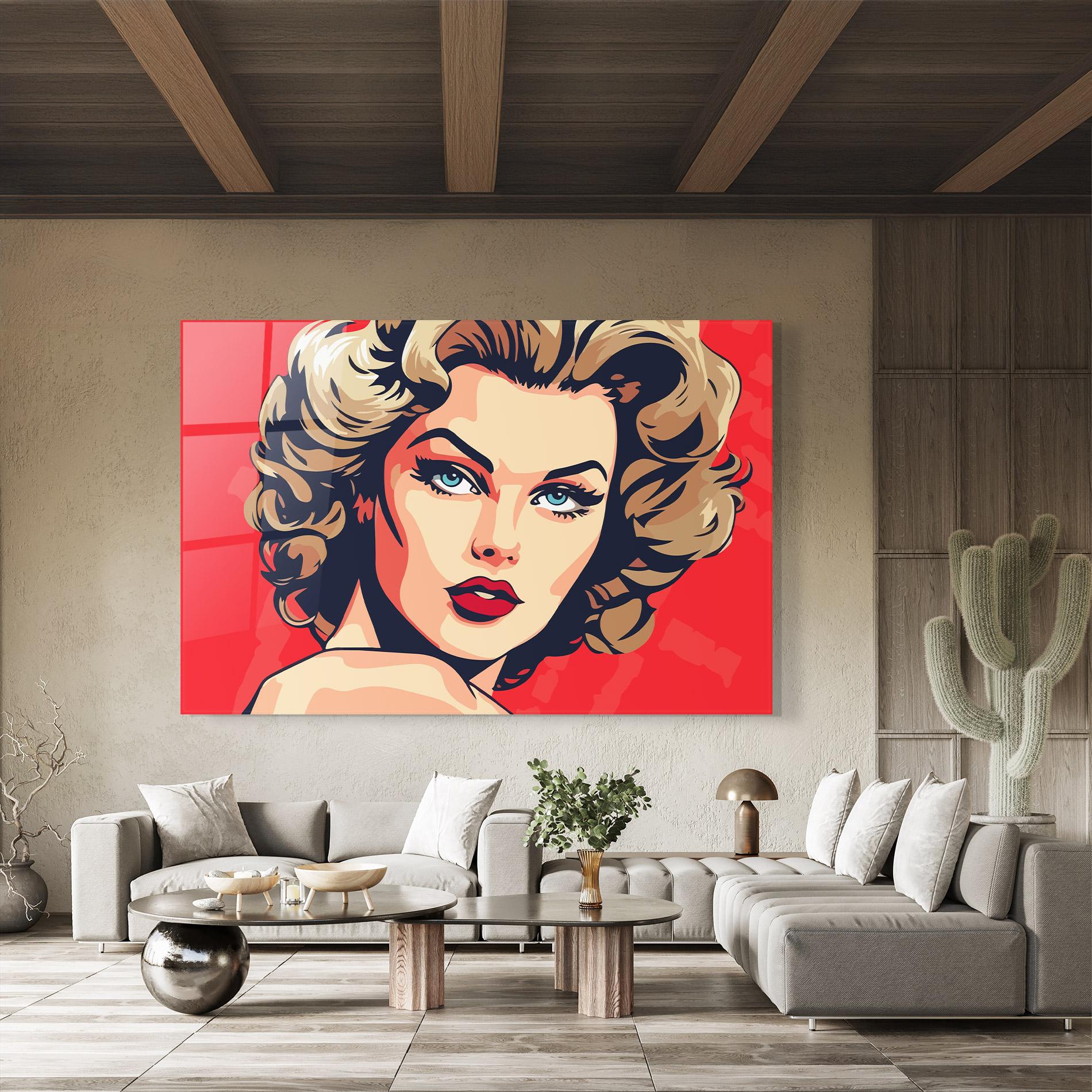 Glasbild Pop Beautiful Lady mockup 8