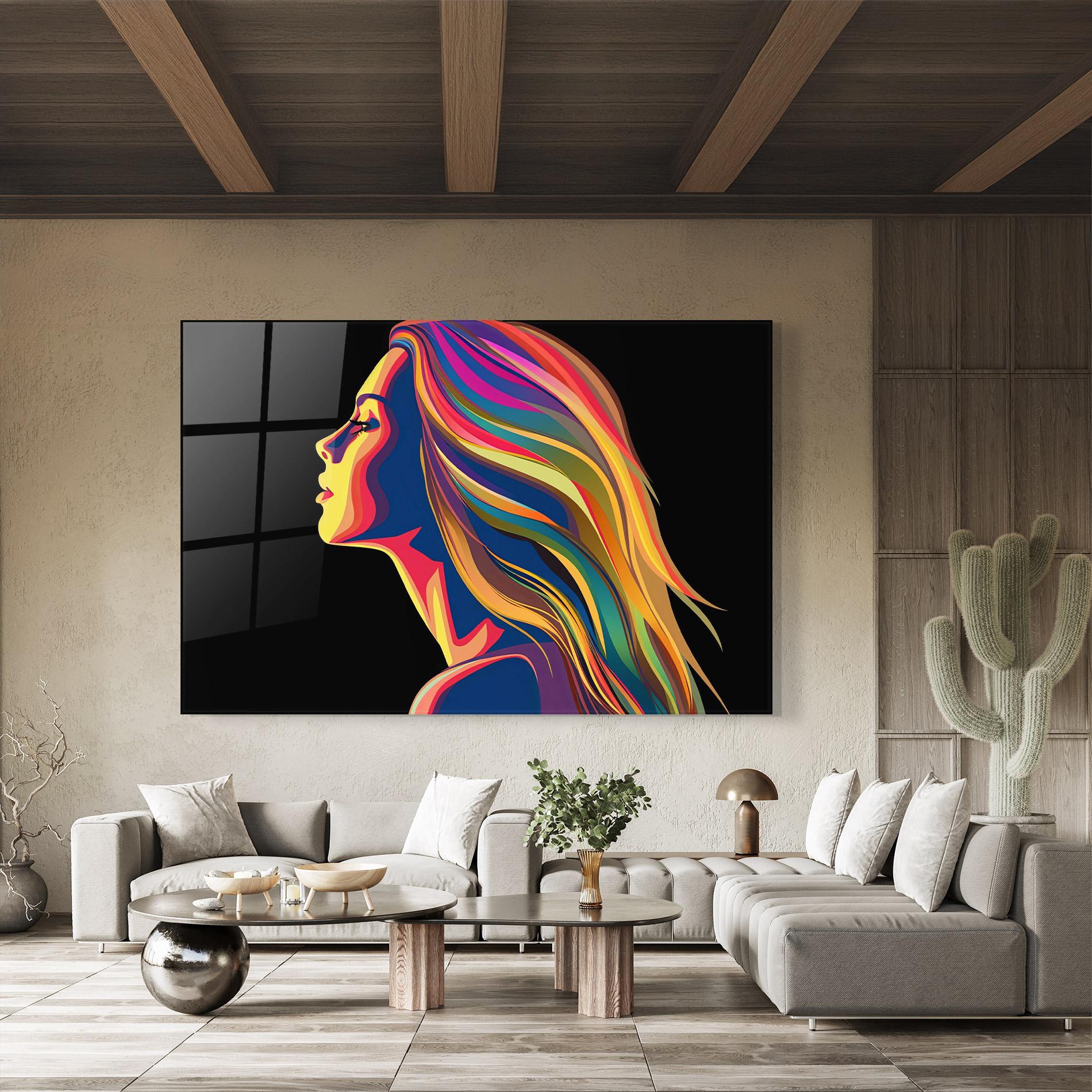 Glasbild Pop Colored Girl mockup 8