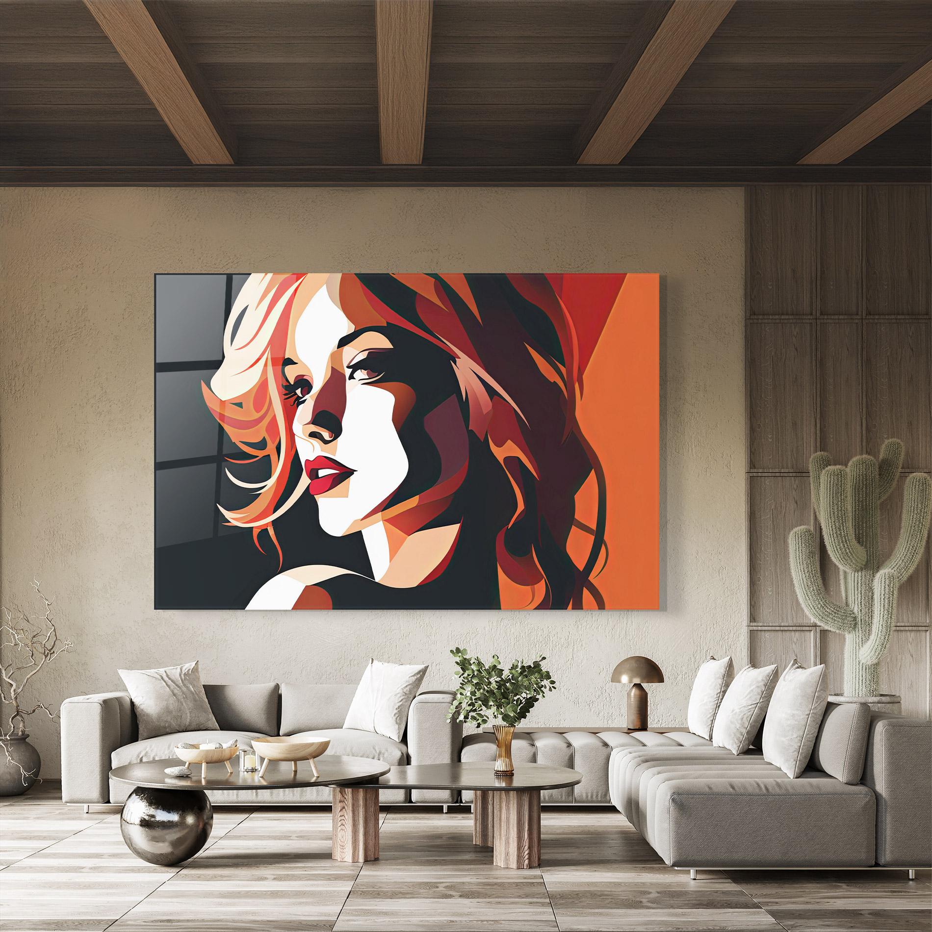 Glasbild Pop Lady Art mockup 8