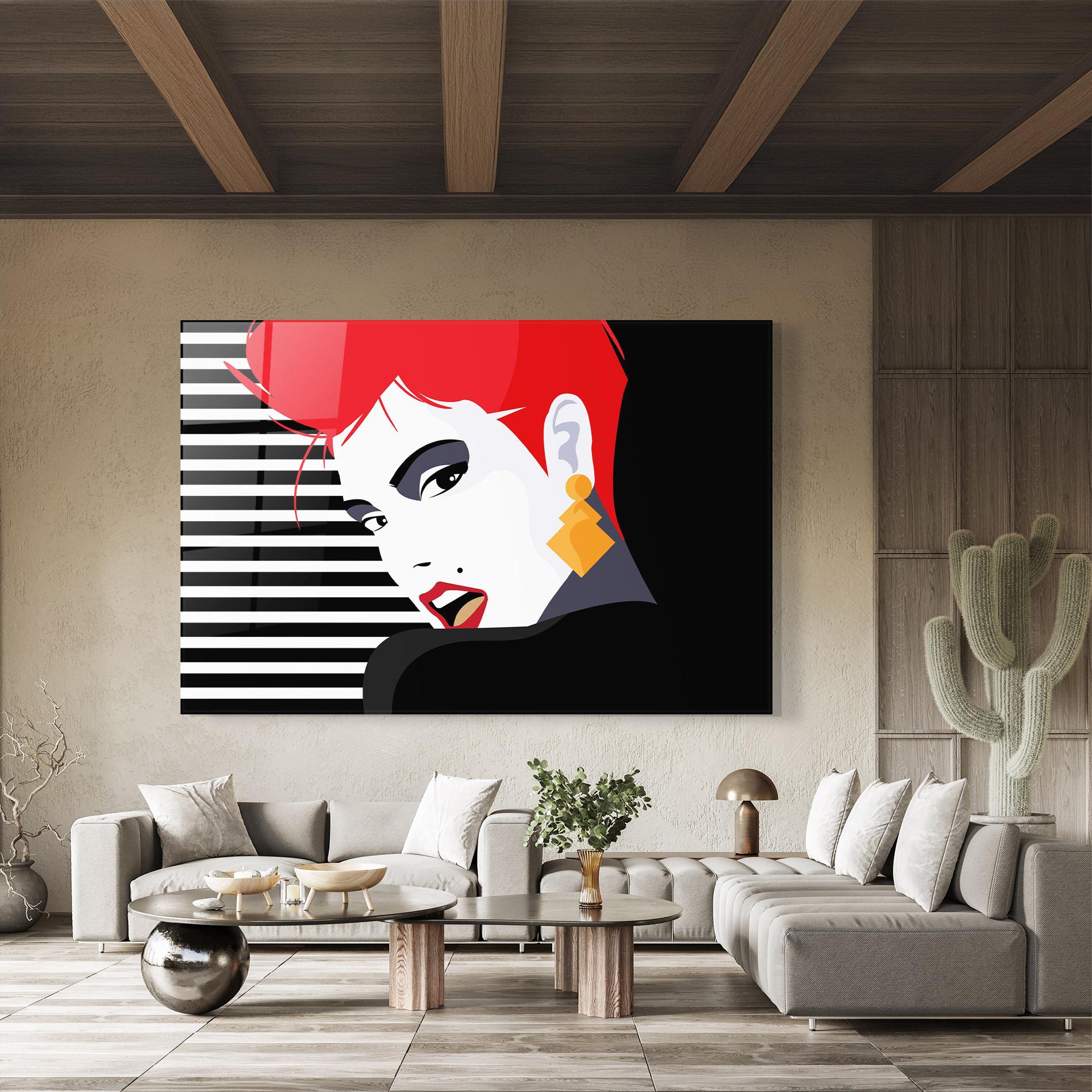 Glasbild Red Pop Hair mockup 8