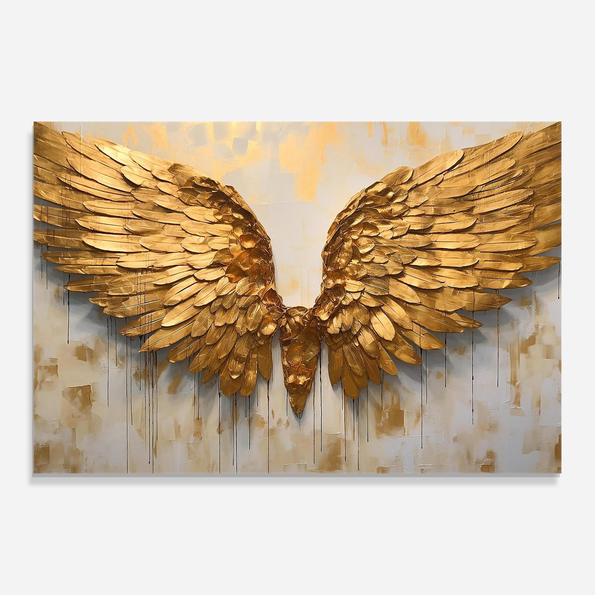 Glasbild Golden Wings Art mockup 0