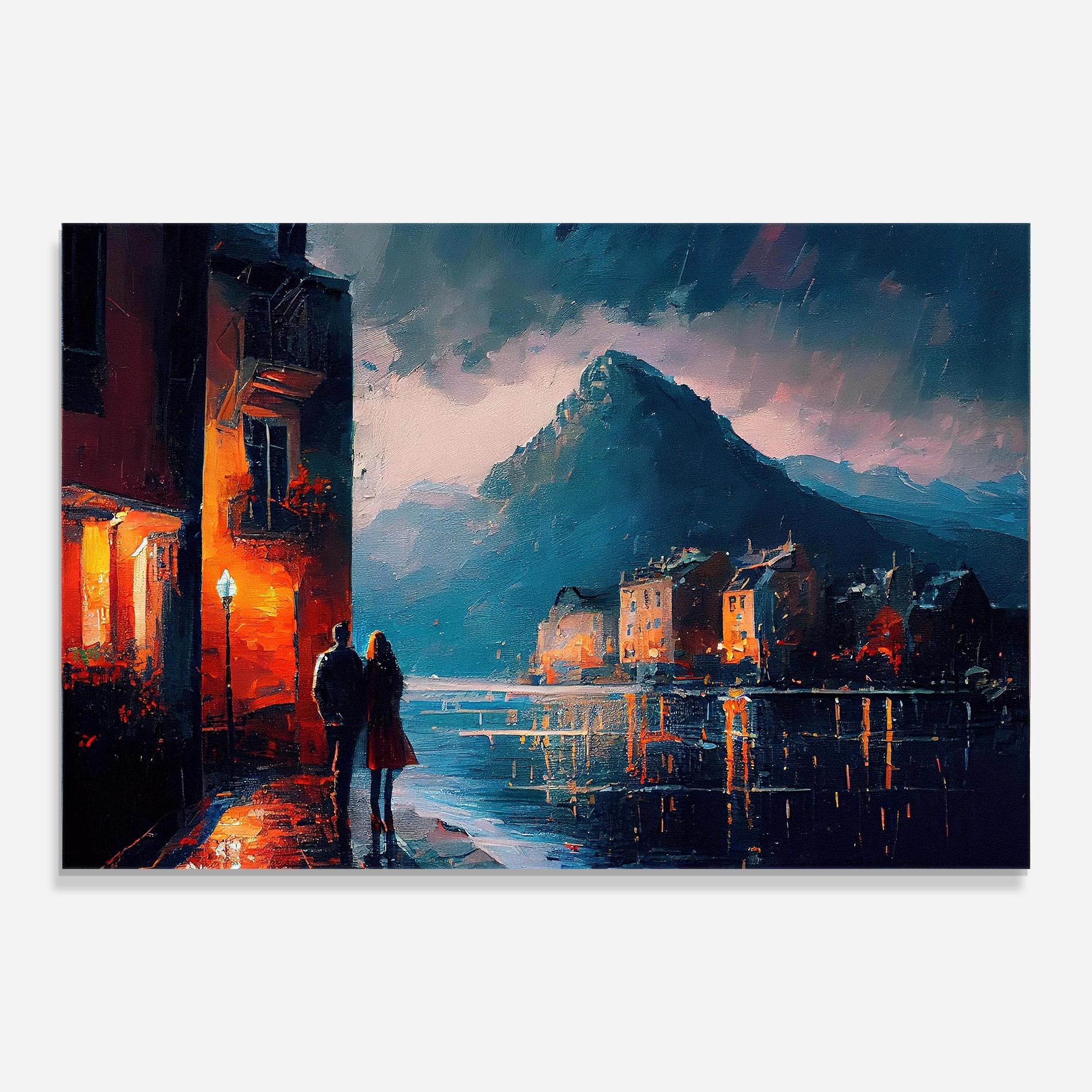 Glasbild Mountain Couple Art mockup 0