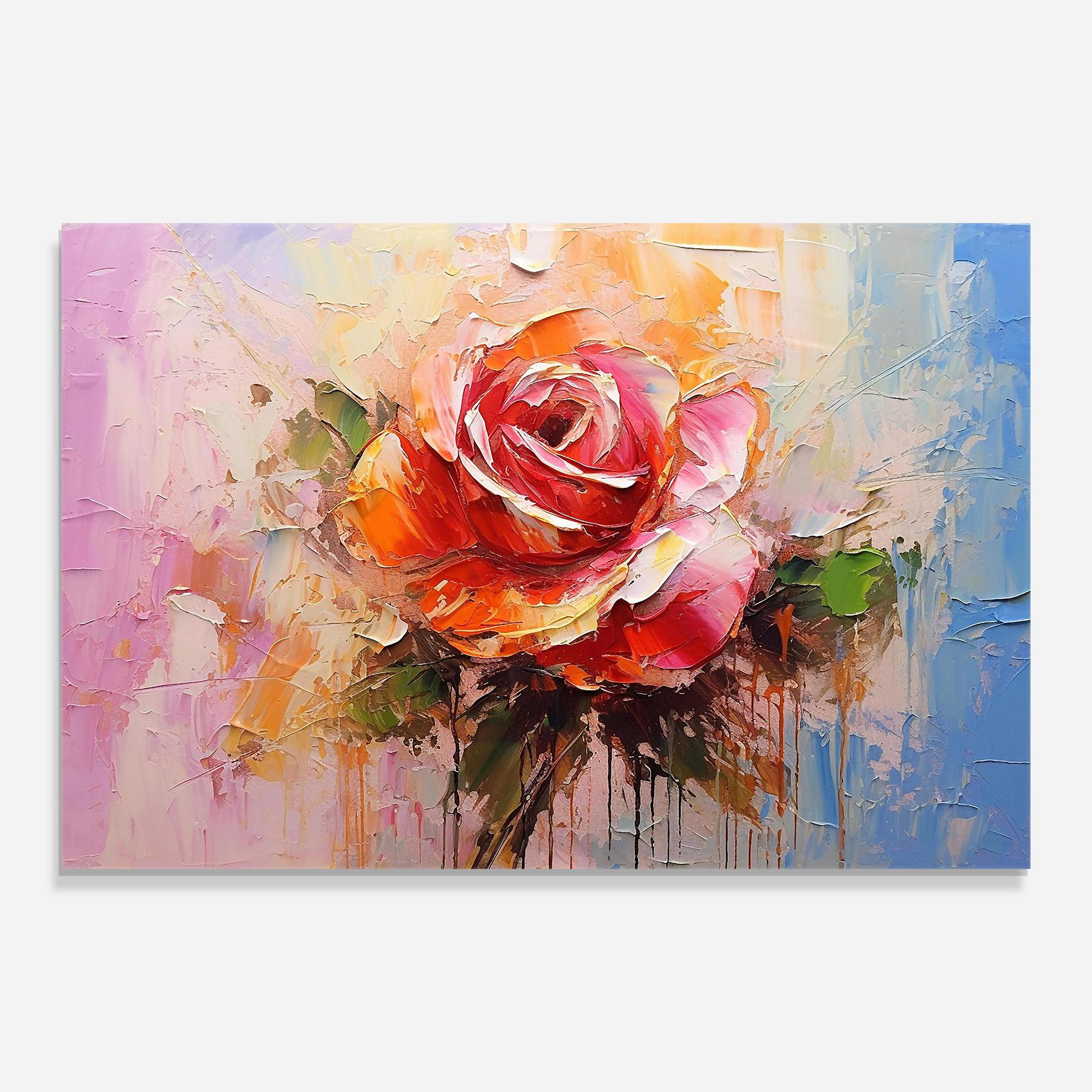 Glasbild Red Pink Orange Art mockup 0