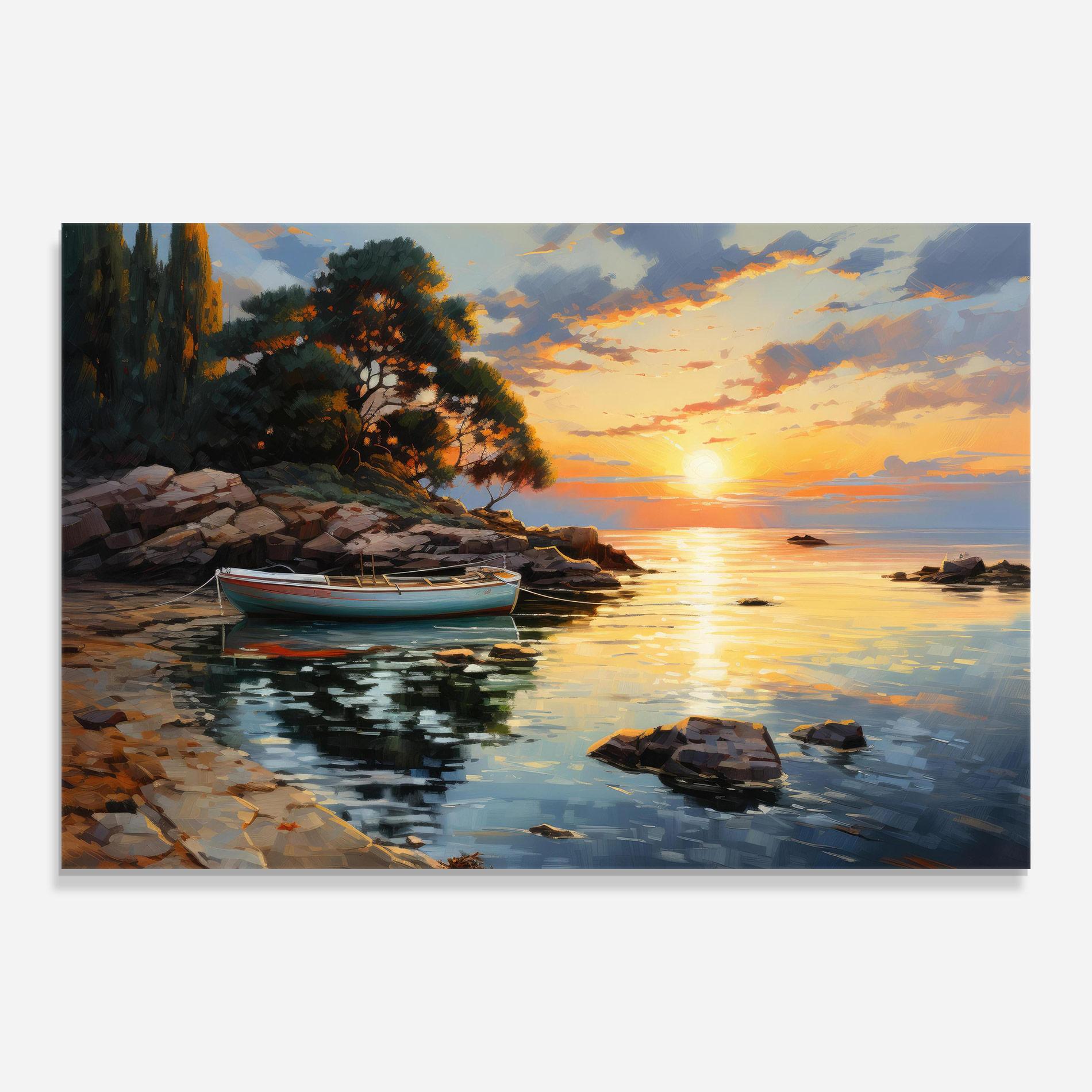Glasbild Sunset Sea Art mockup 0