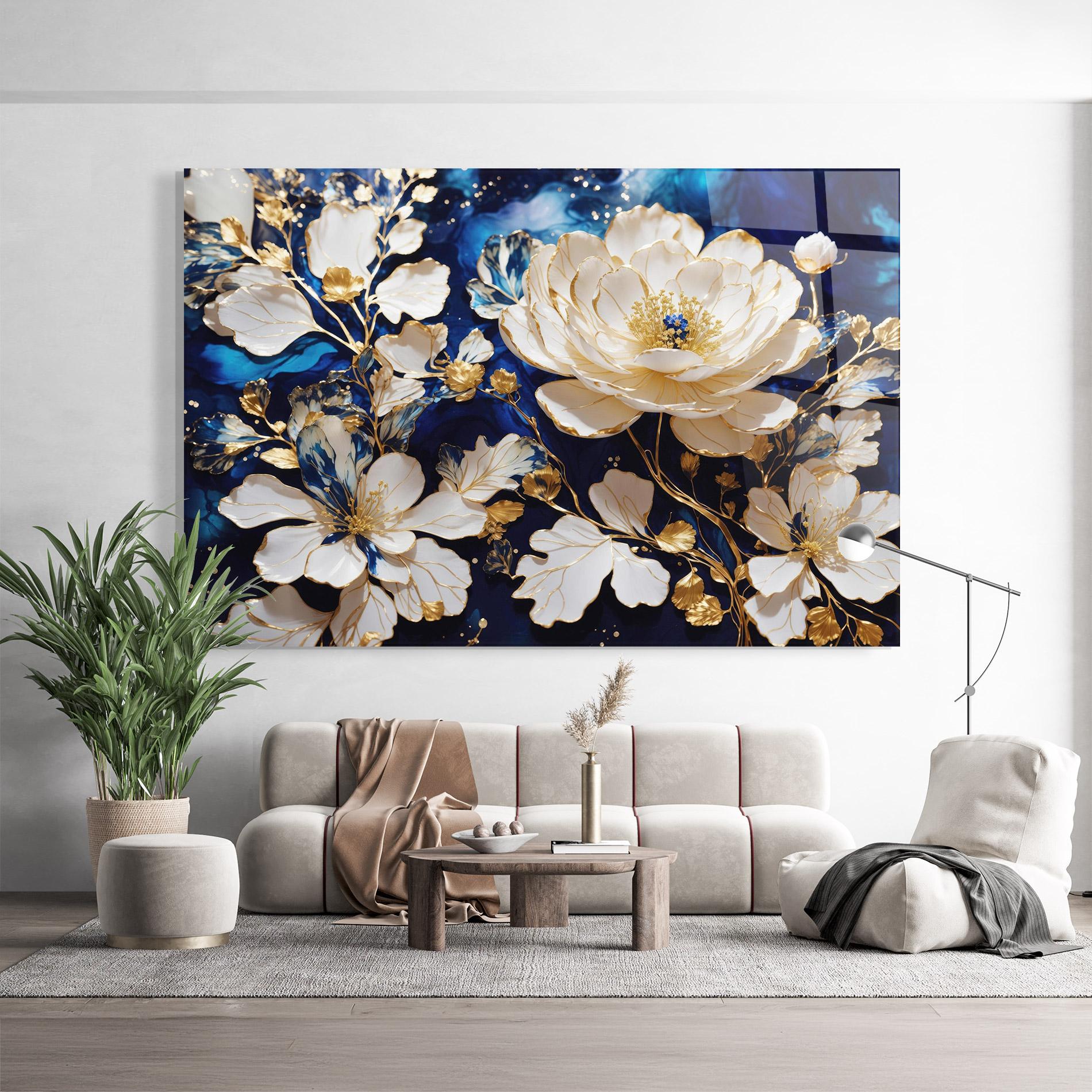Glasbild Beautiful Golden White Rose mockup 9