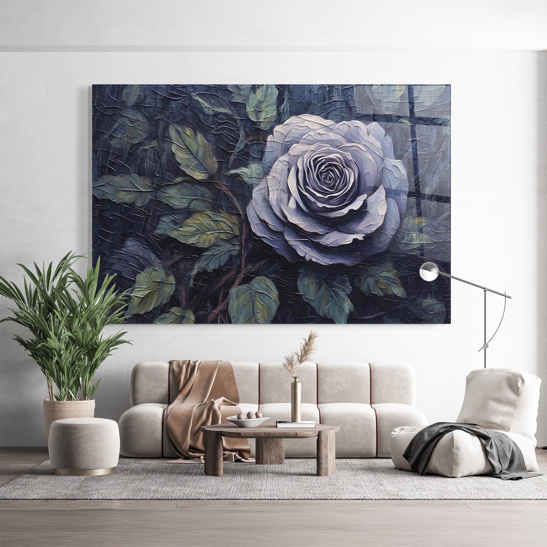 Glasbild Blue Rose Art mockup 9