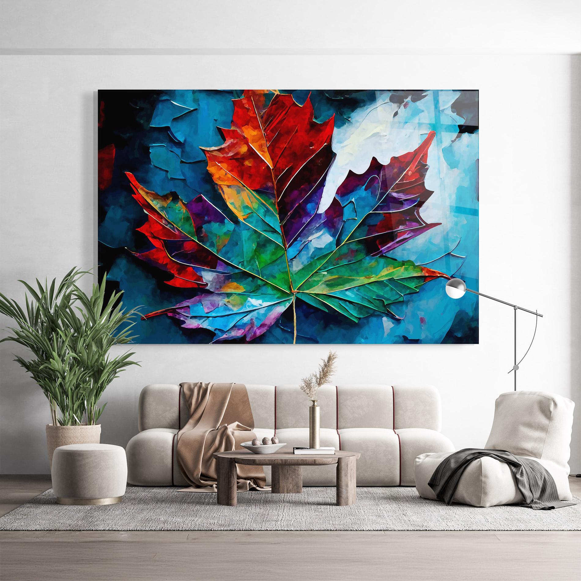 Glasbild Colorful Leaf Mix mockup 9