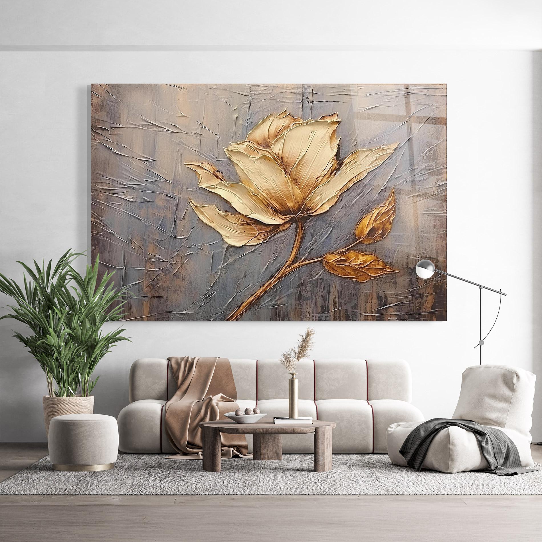 Glasbild Cream Rose On Blue mockup 9