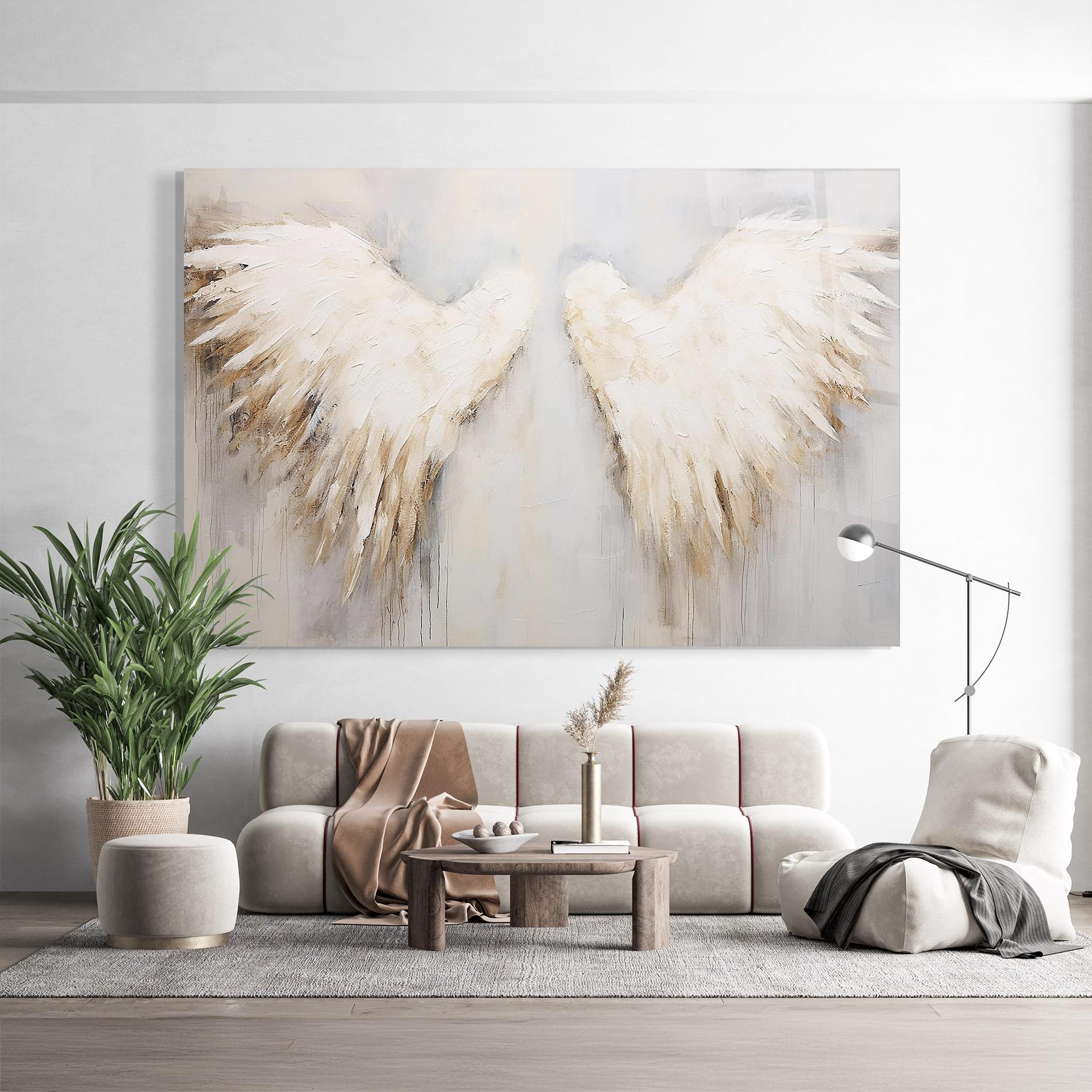 Glasbild Cream White Wings mockup 9