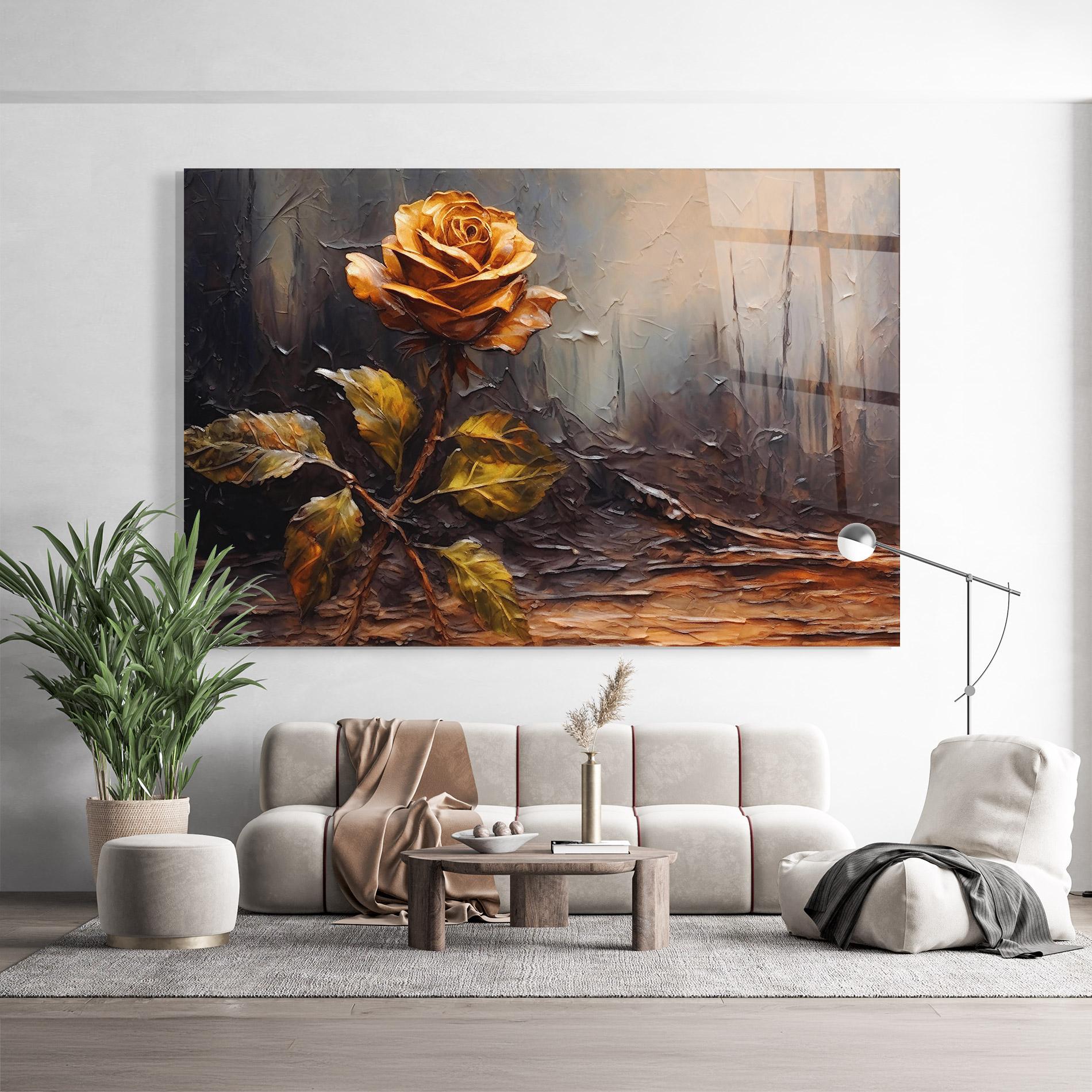 Glasbild Orange Rose Art mockup 9