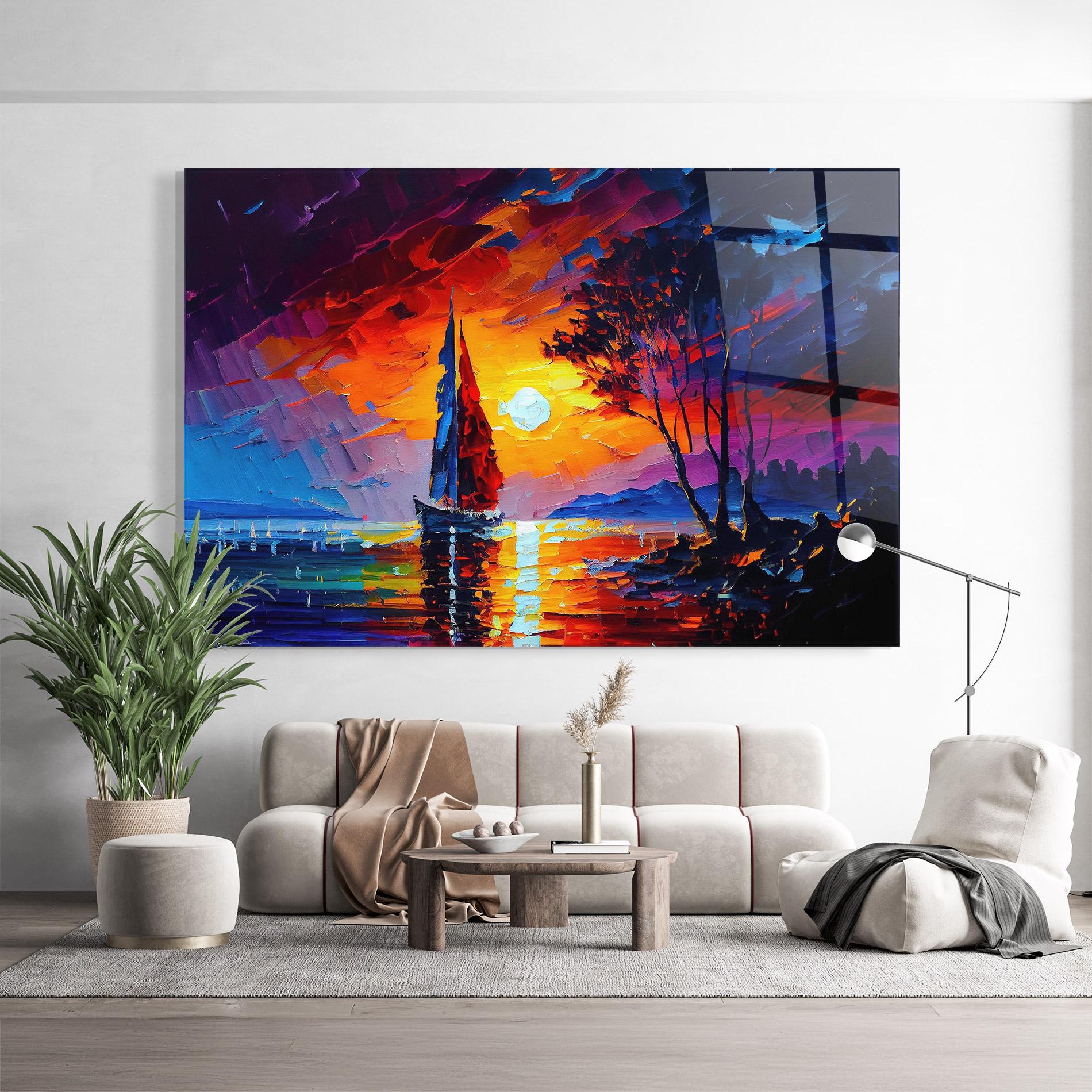 Glasbild Sailboat Painting mockup 9