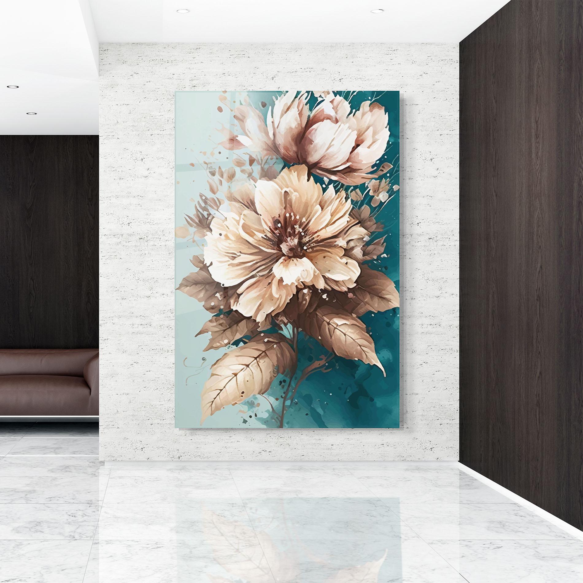 Glasbild Flower Green Watercolor mockup 9