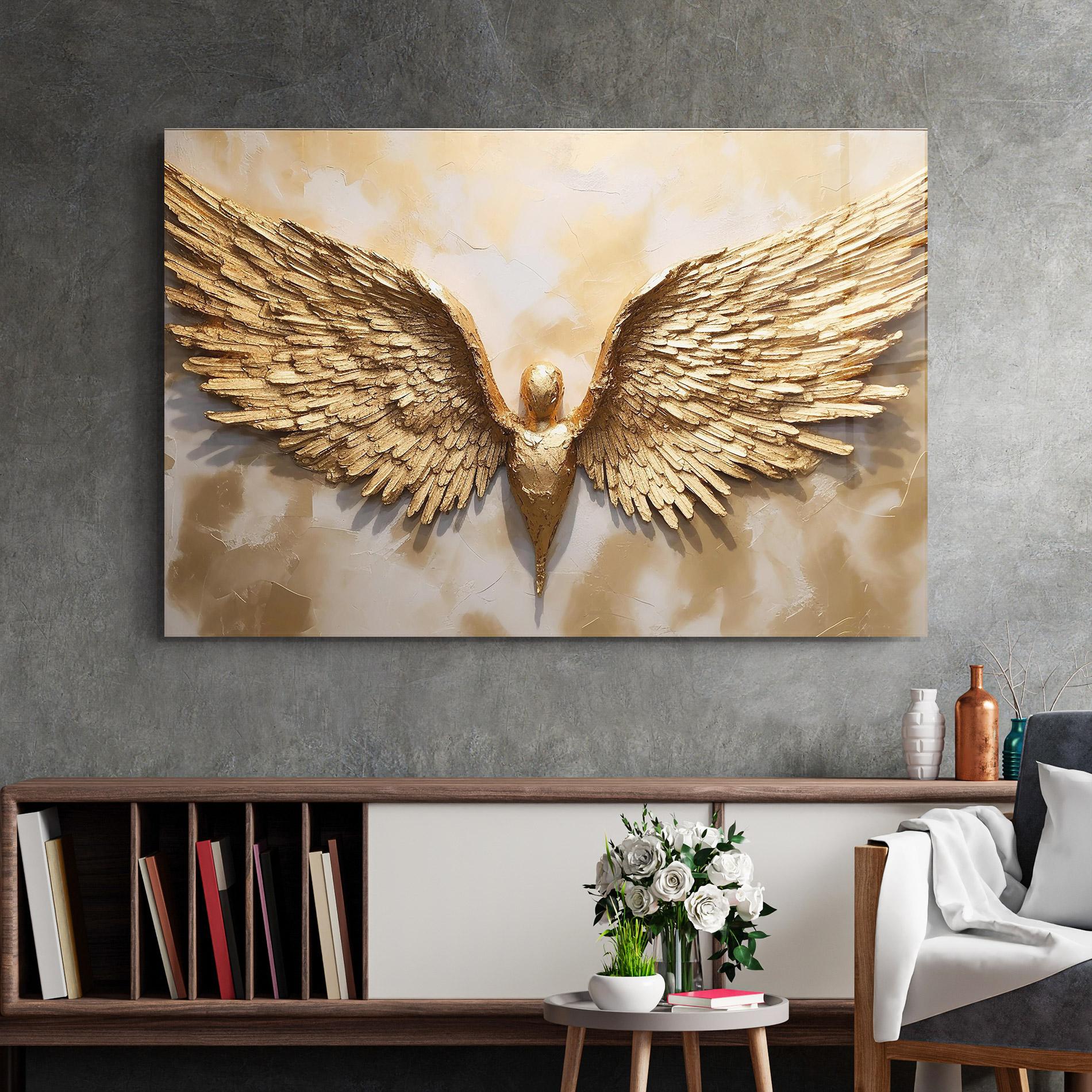 Glasbild Beautiful Gold Wings mockup 2