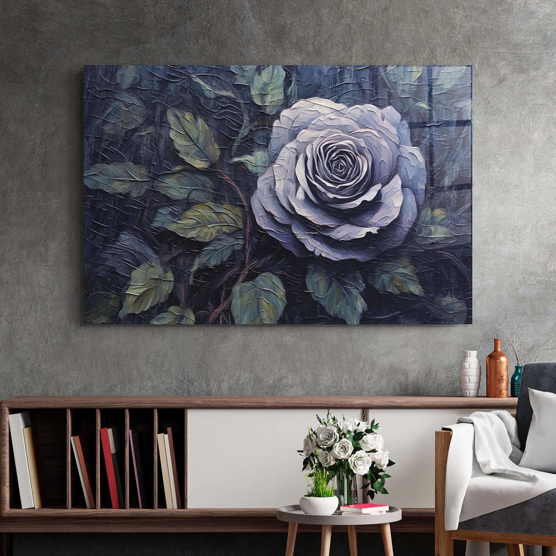 Glasbild Blue Rose Art mockup 2