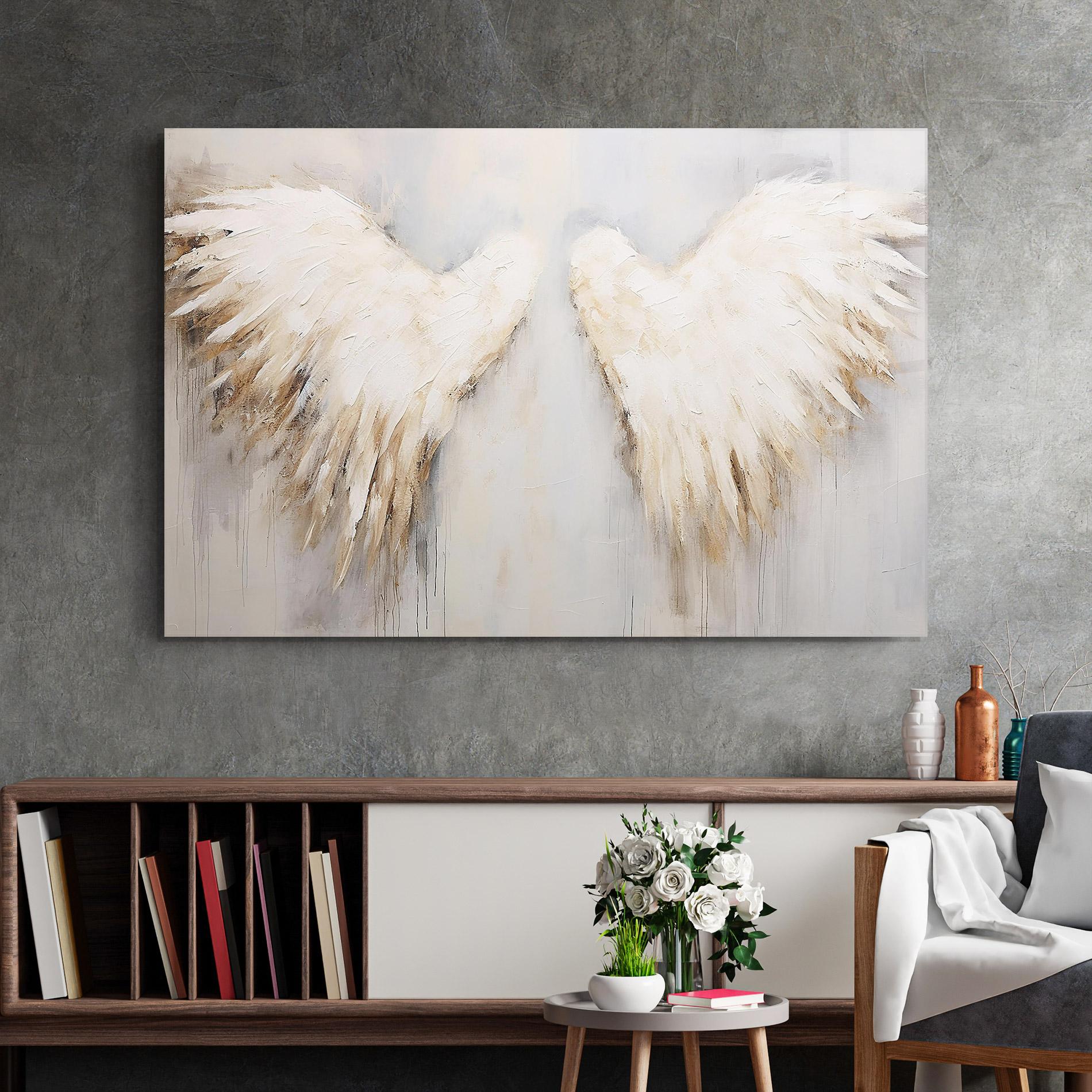 Glasbild Cream White Wings mockup 2