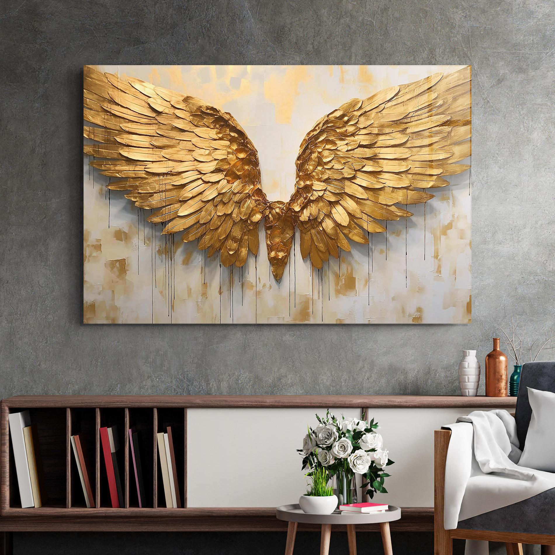 Glasbild Golden Wings Art mockup 2