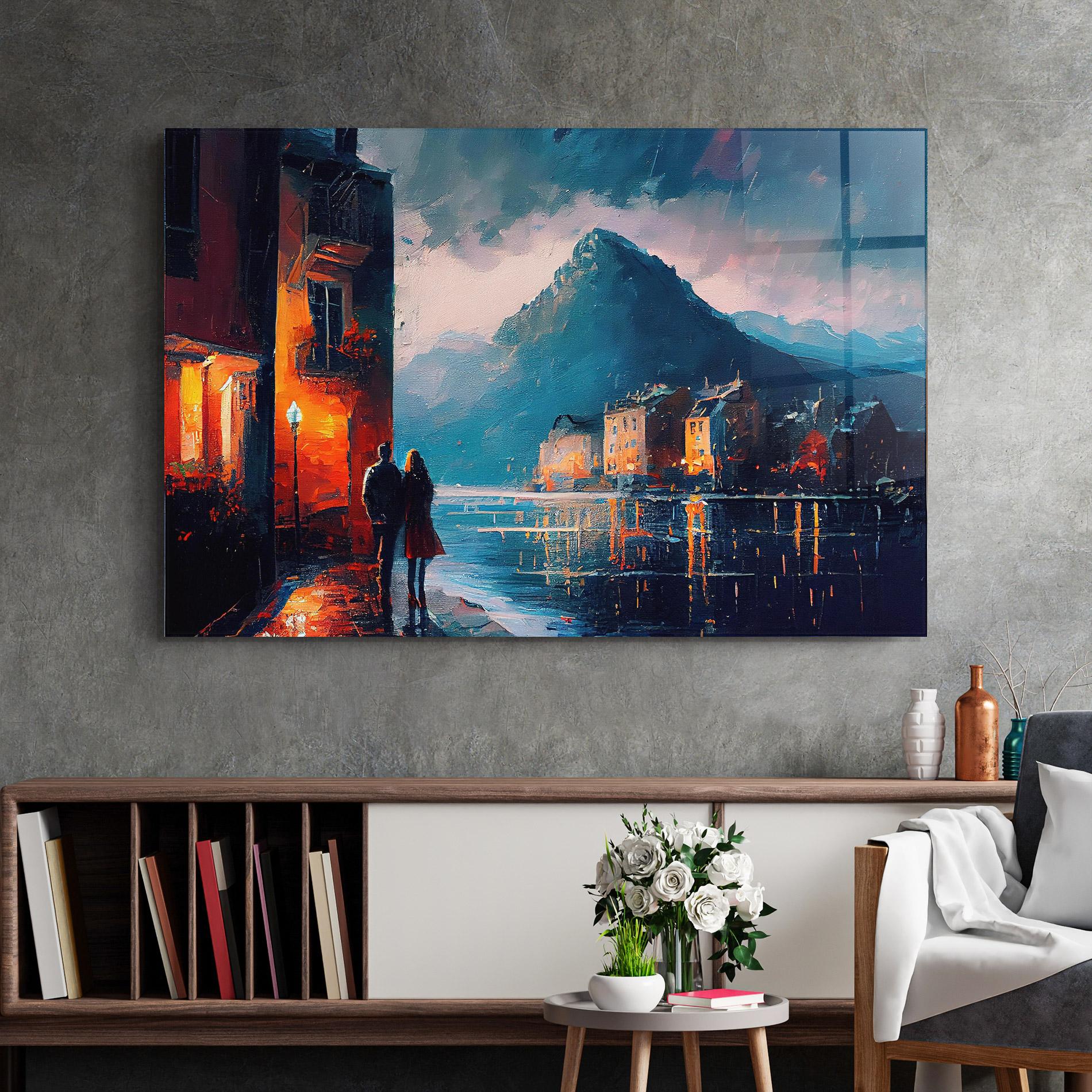 Glasbild Mountain Couple Art mockup 2