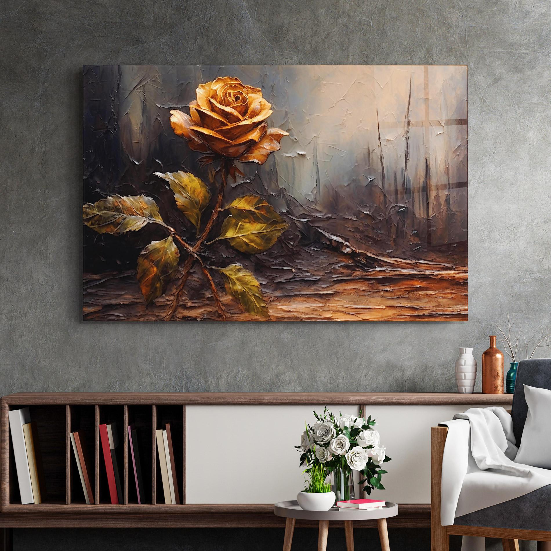 Glasbild Orange Rose Art mockup 2