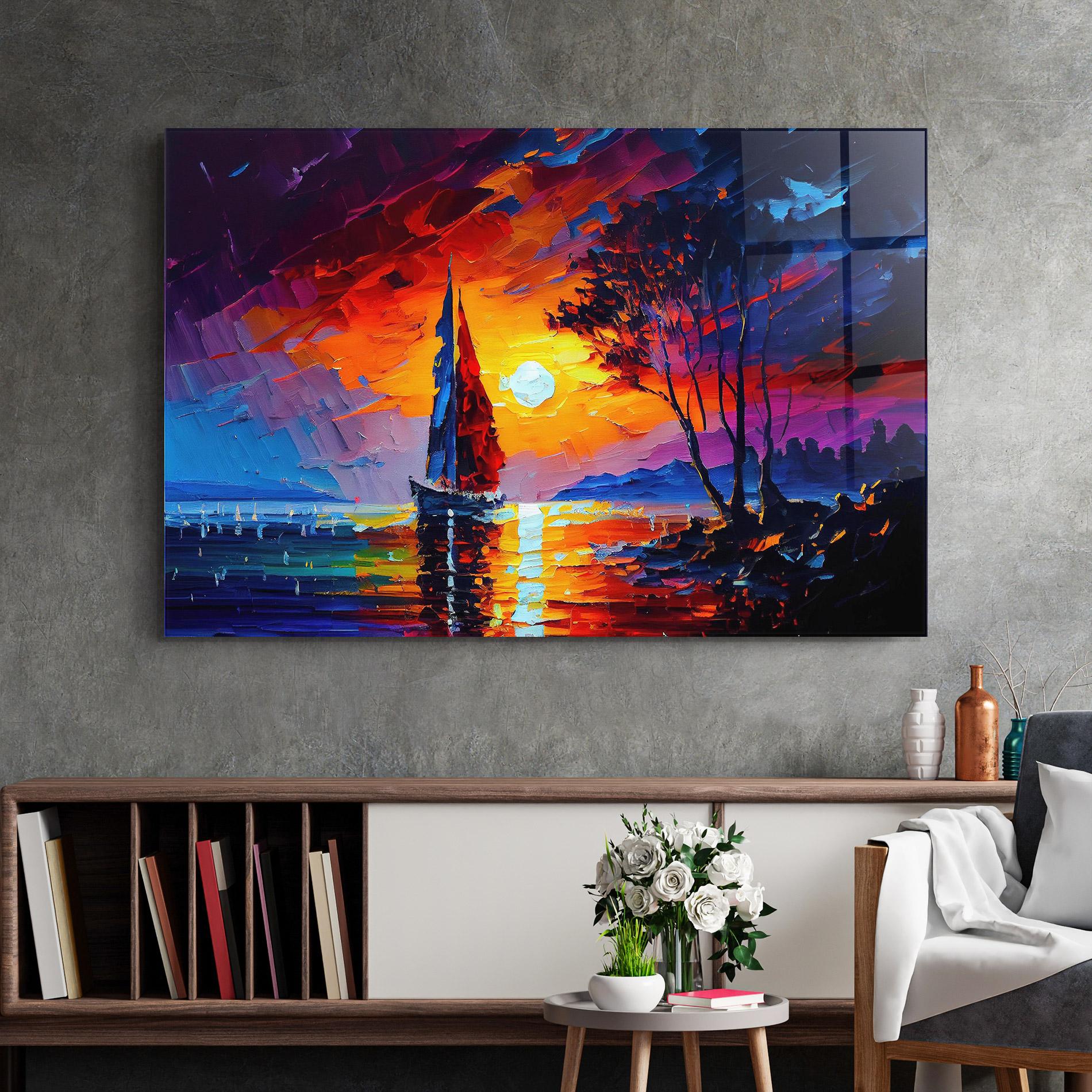 Glasbild Sailboat Painting mockup 2