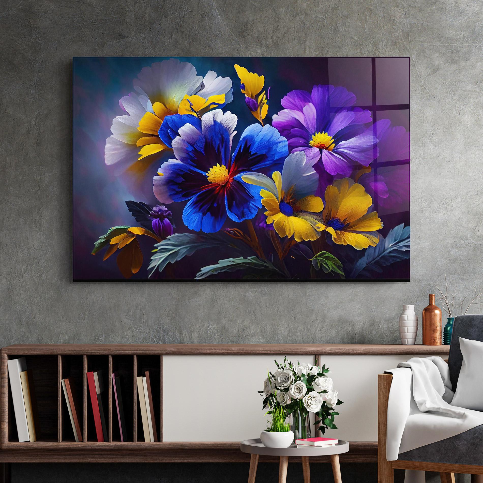 Glasbild Vibrant Floral Art mockup 2