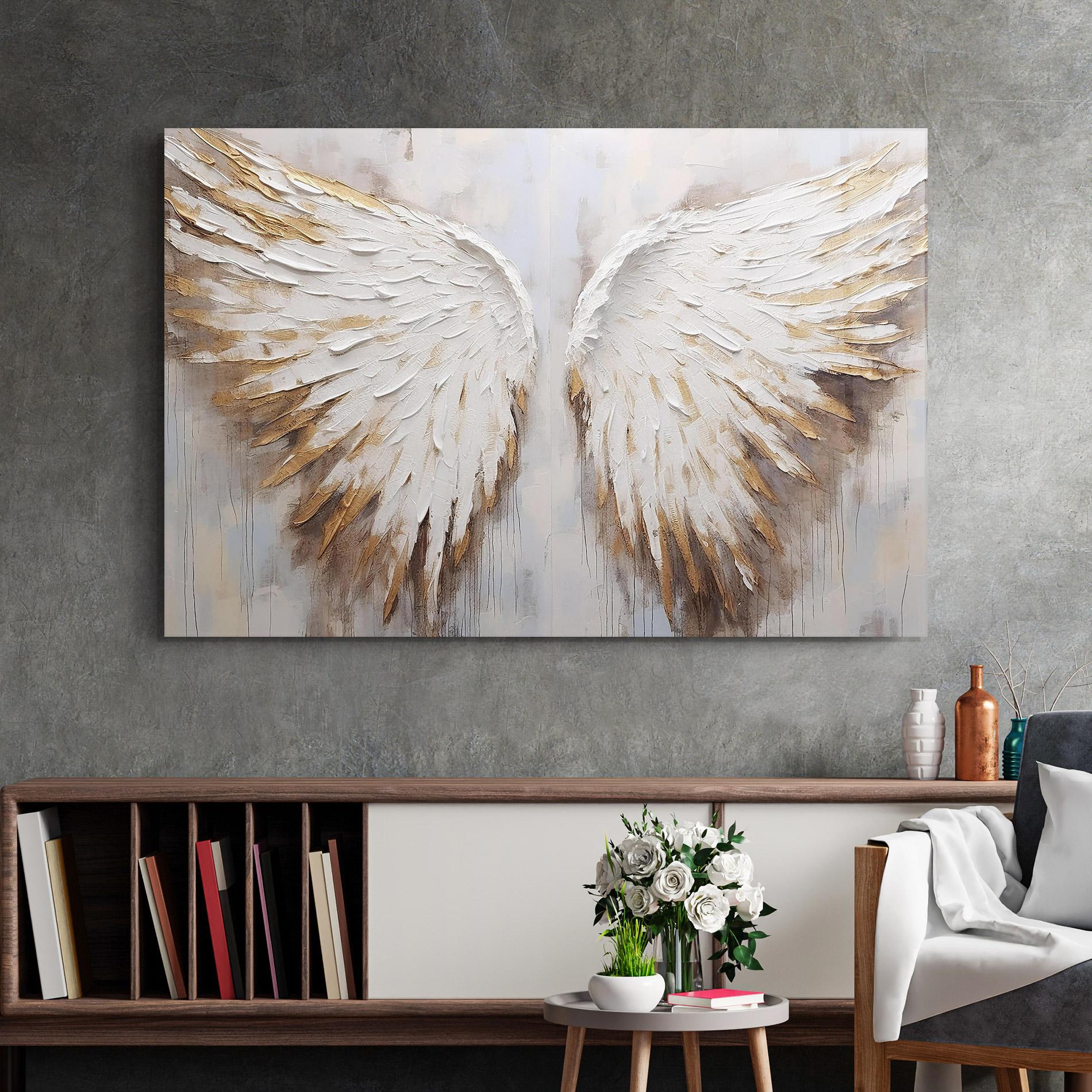 Glasbild White Angel Wings mockup 2