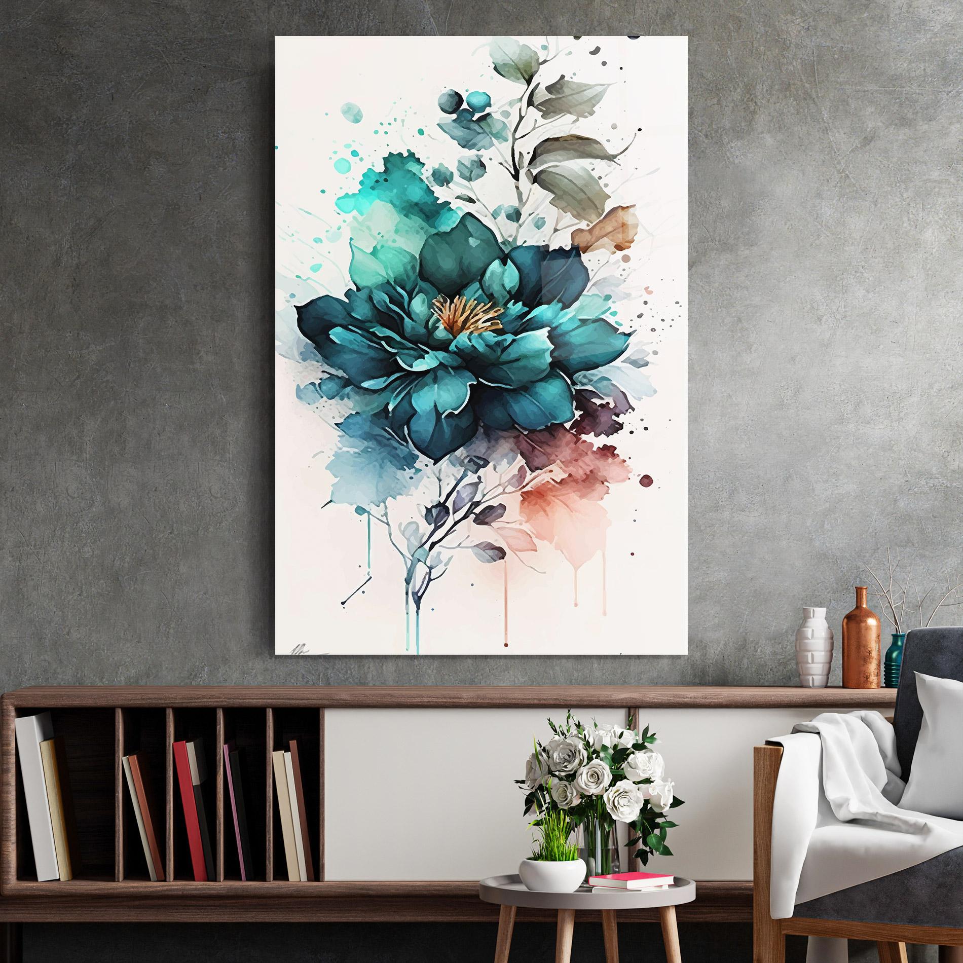 Glasbild Flower Watercolor mockup 2