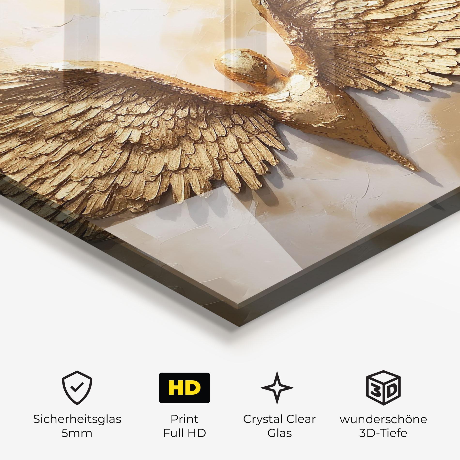 Glasbild Beautiful Gold Wings mockup 3