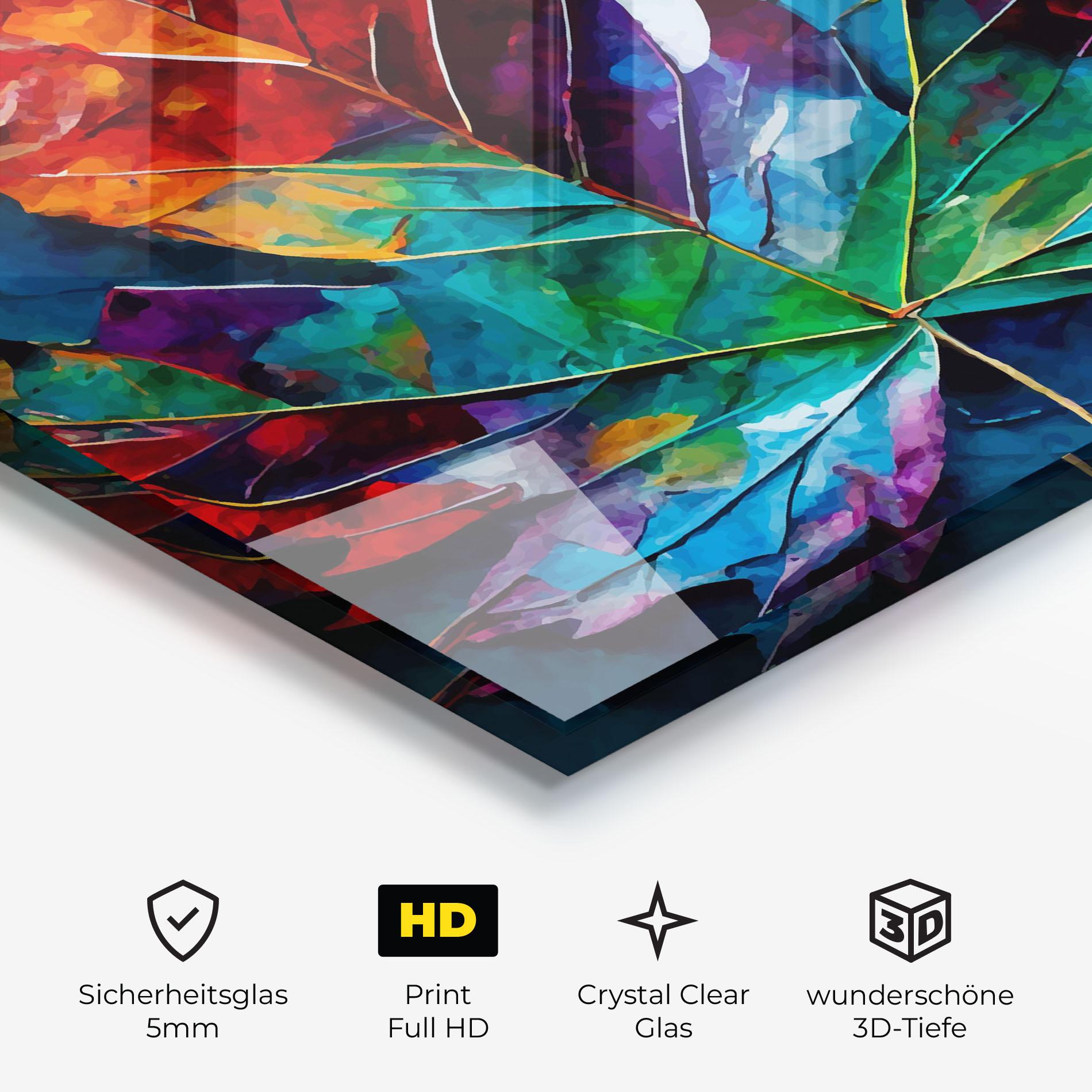 Glasbild Colorful Leaf Mix mockup 3