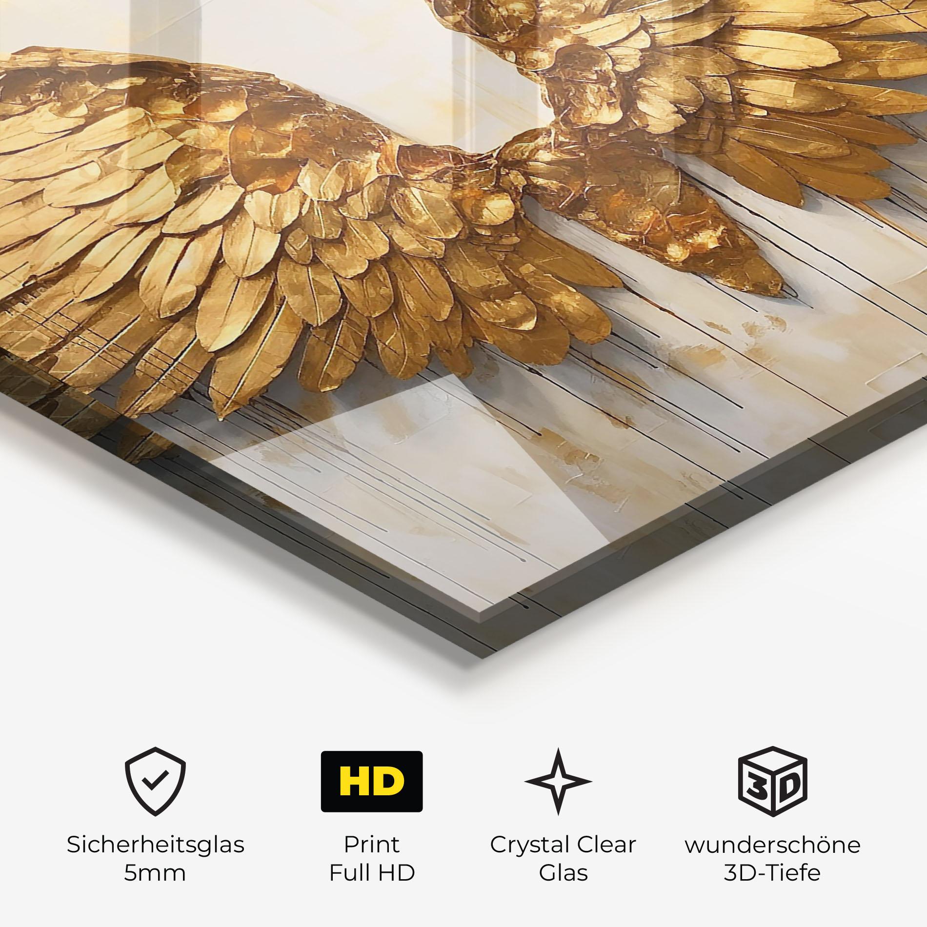 Glasbild Golden Wings Art mockup 3