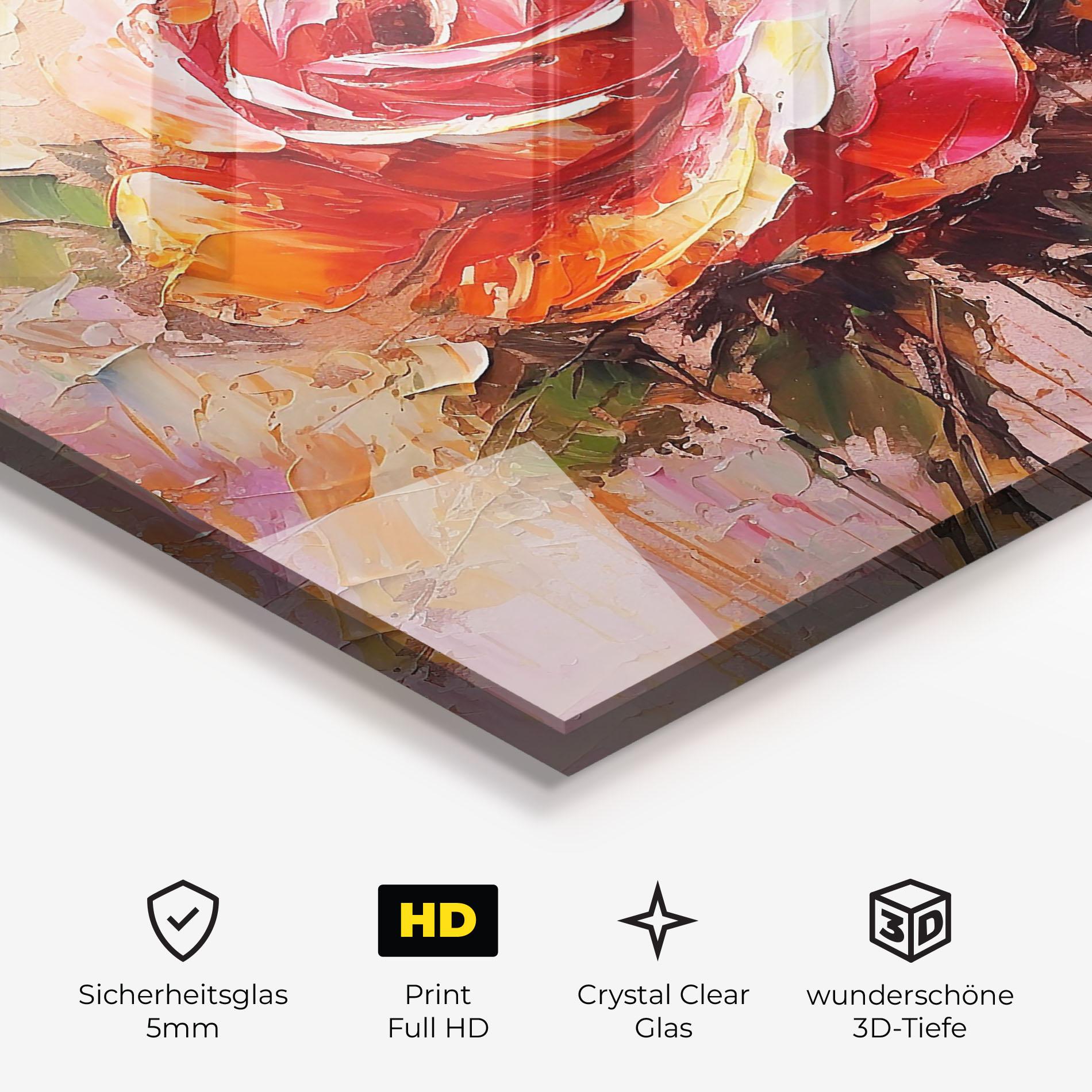 Glasbild Red Pink Orange Art mockup 3