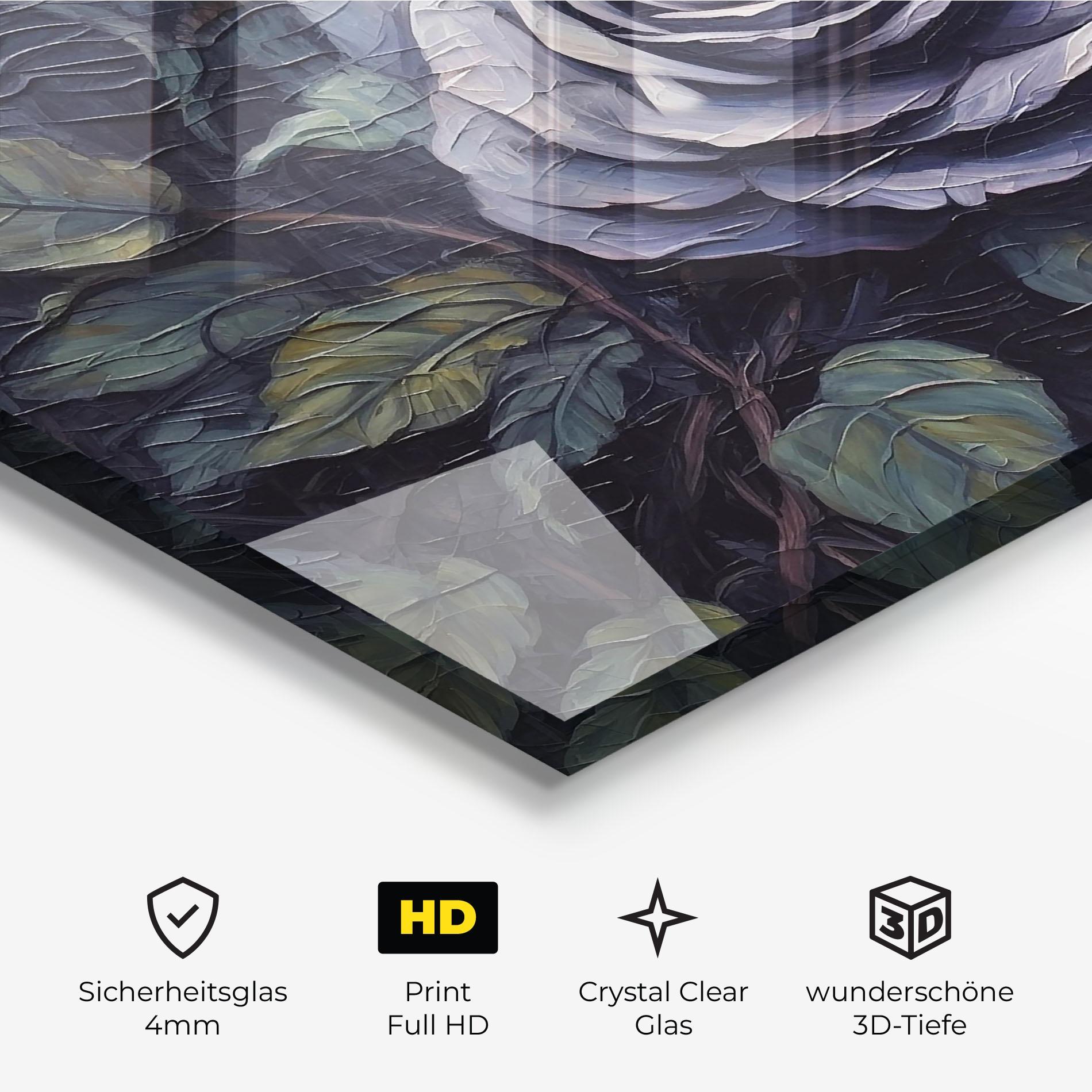 Glasbild Blue Rose Art mockup 3