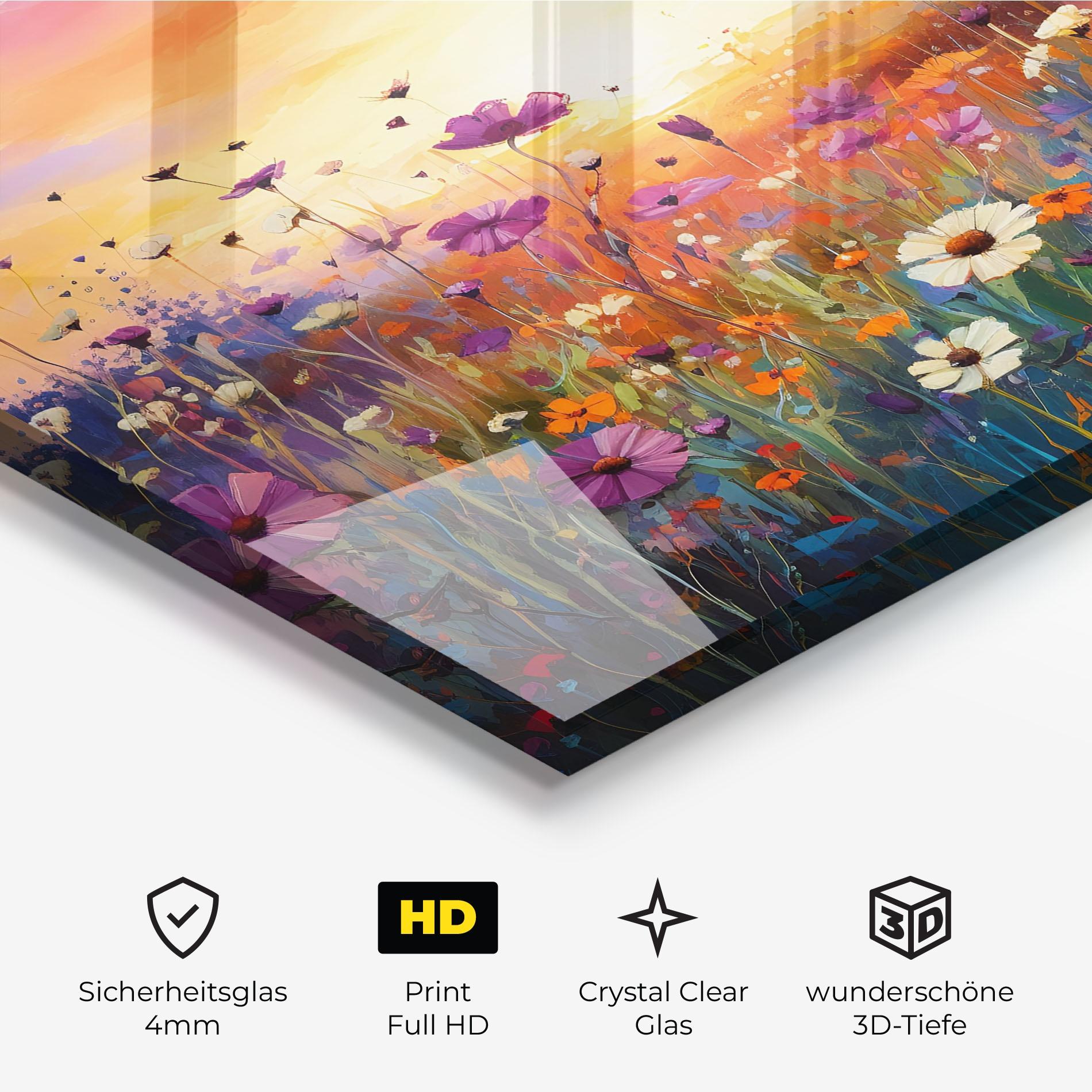 Glasbild Dreamy Field Flowers mockup 3