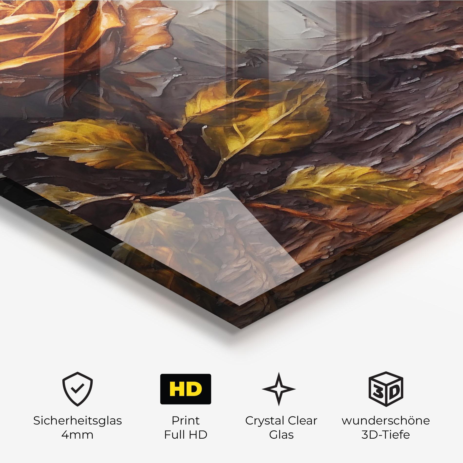 Glasbild Orange Rose Art mockup 3