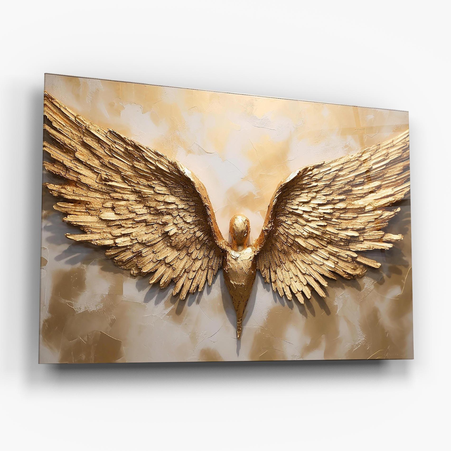 Glasbild Beautiful Gold Wings mockup 6