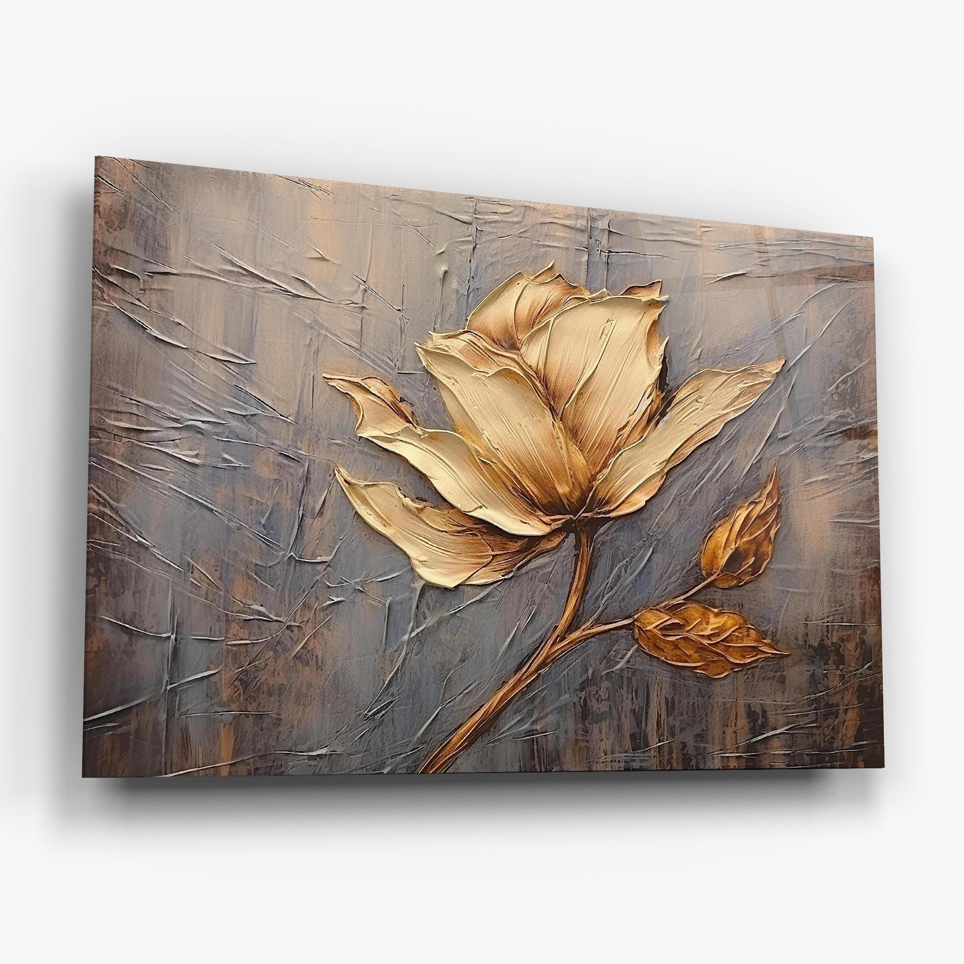 Glasbild Cream Rose On Blue mockup 6