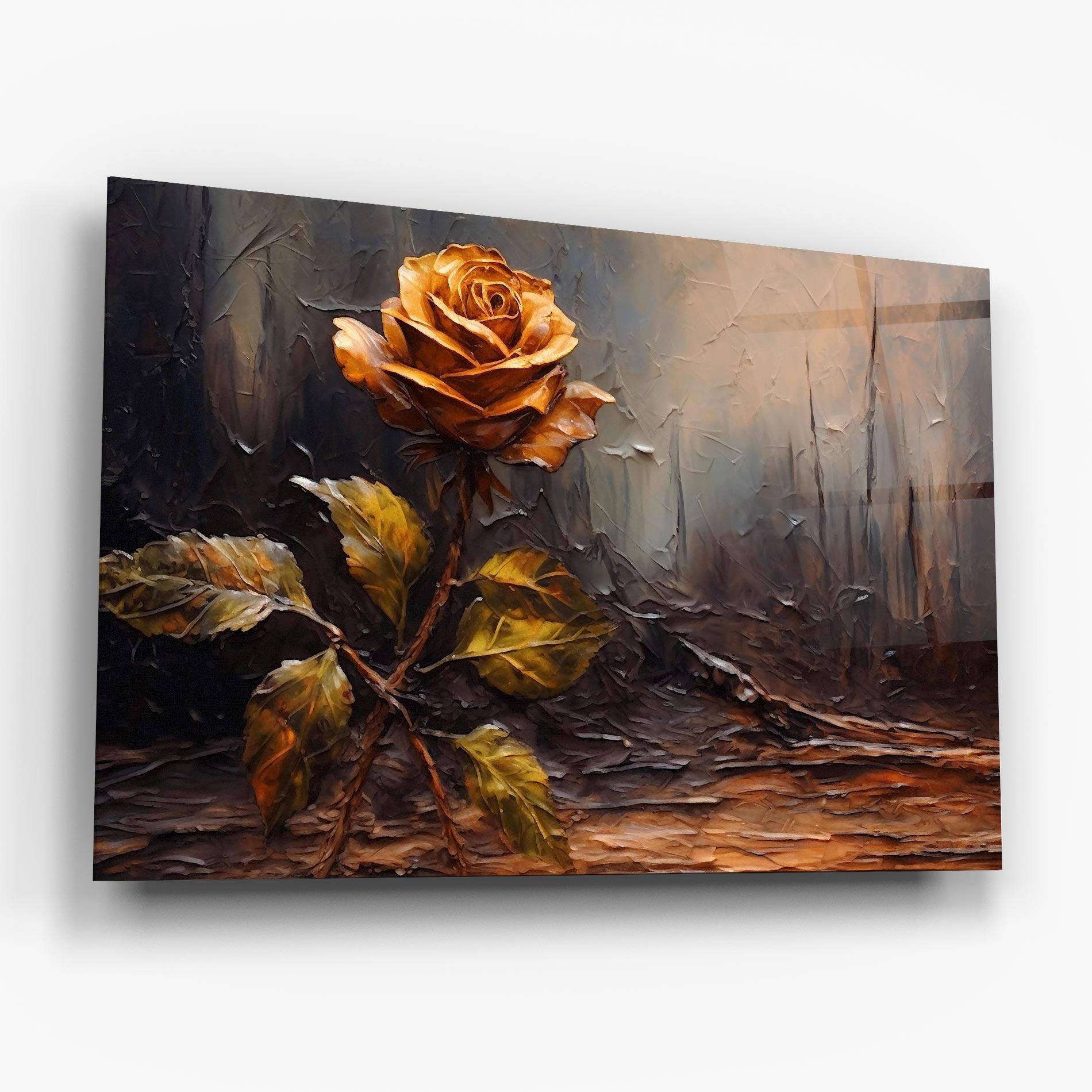 Glasbild Orange Rose Art mockup 6