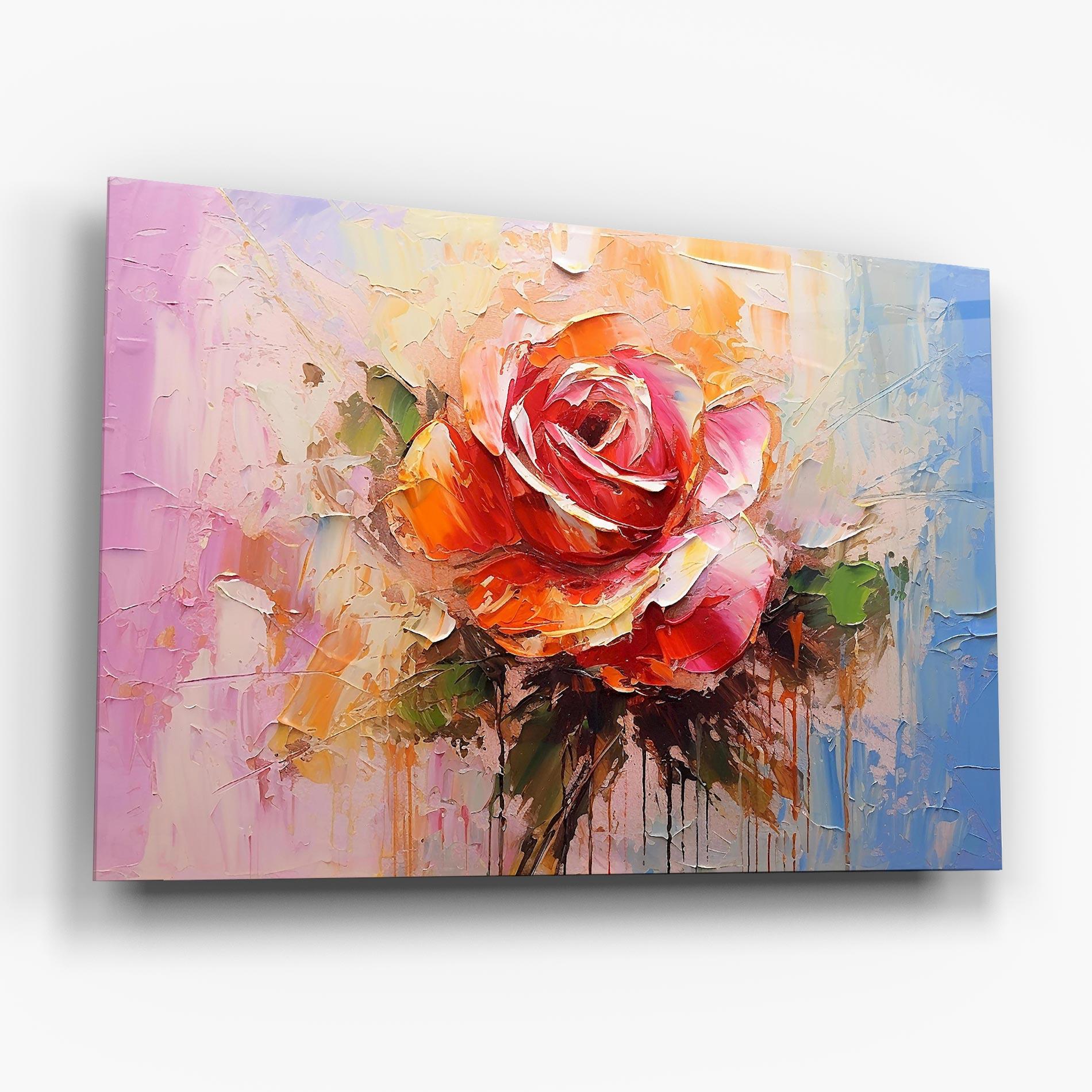 Glasbild Red Pink Orange Art mockup 6