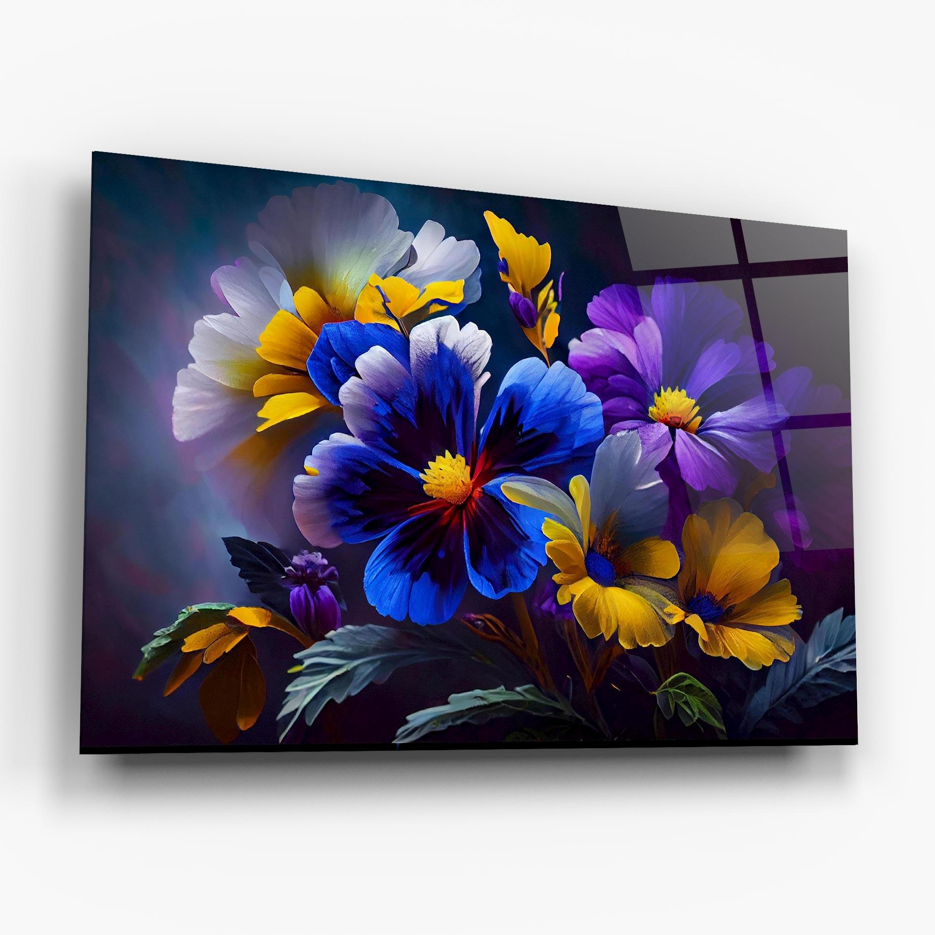 Glasbild Vibrant Floral Art mockup 6