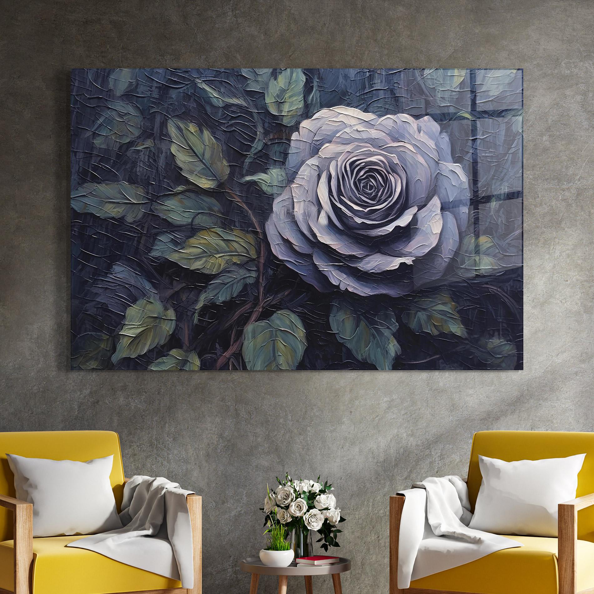 Glasbild Blue Rose Art mockup 4